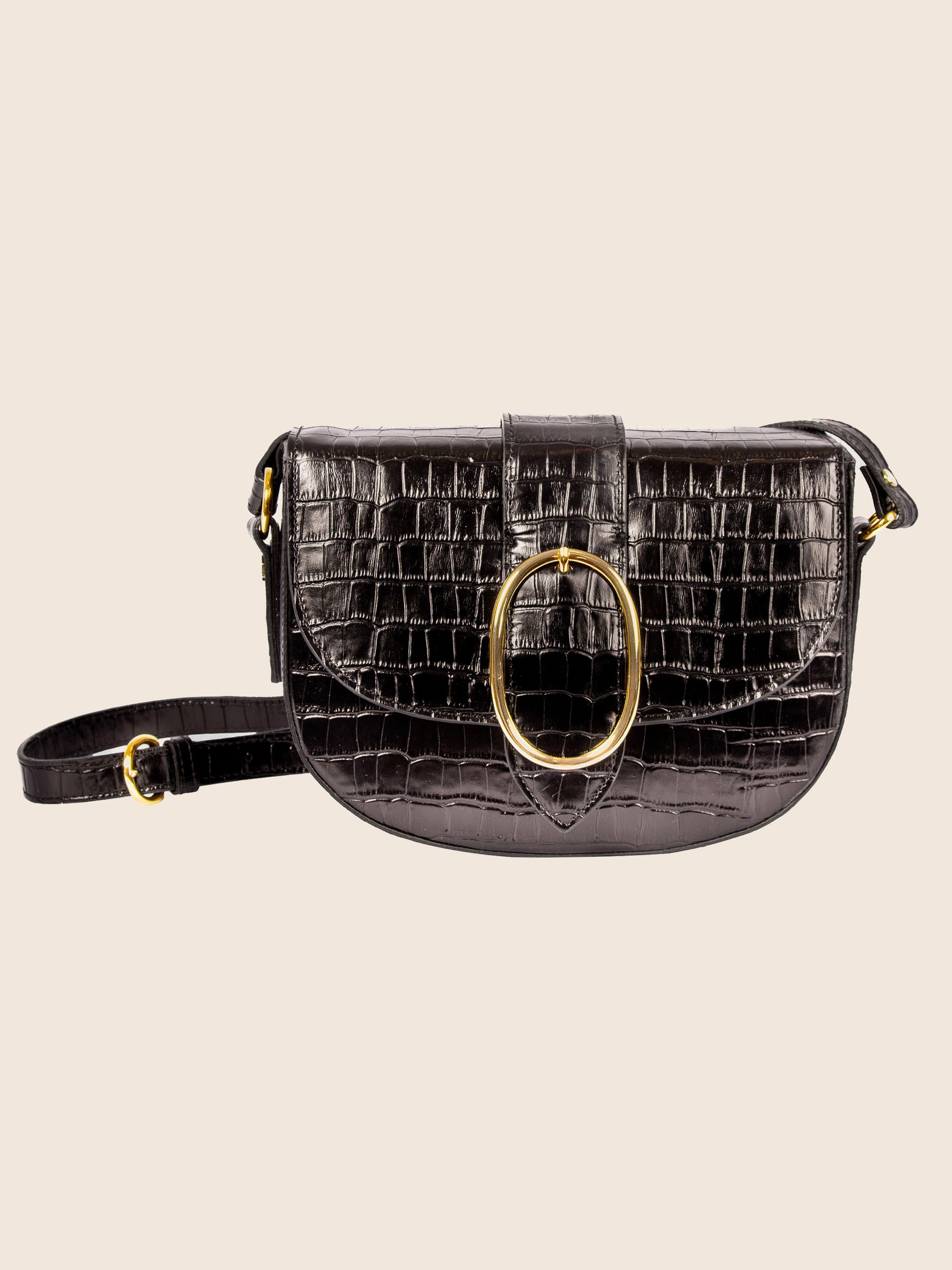 sac boucle cuir imprime crocodile noir jules & jenn