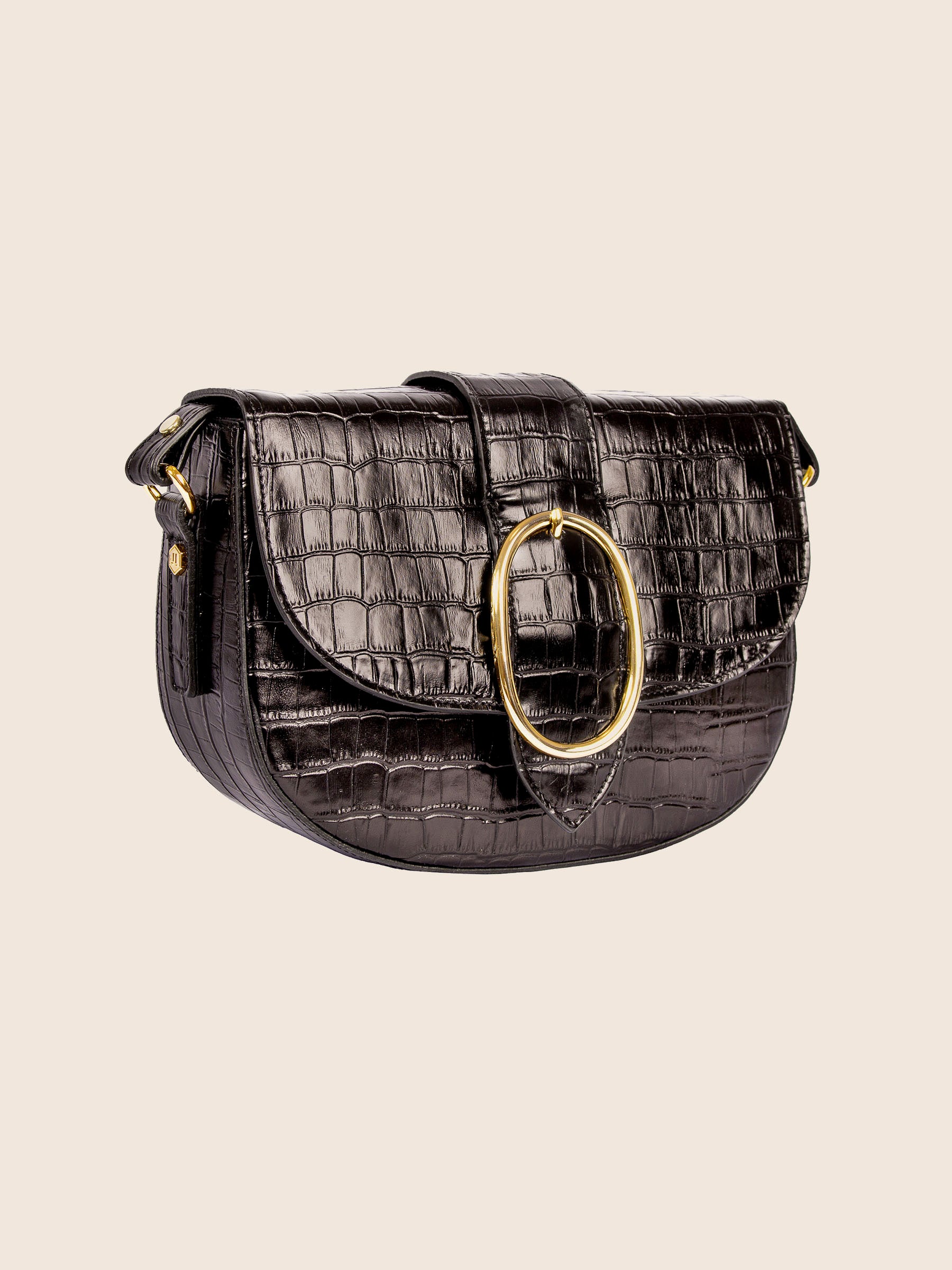sac boucle cuir imprime crocodile noir jules & jenn