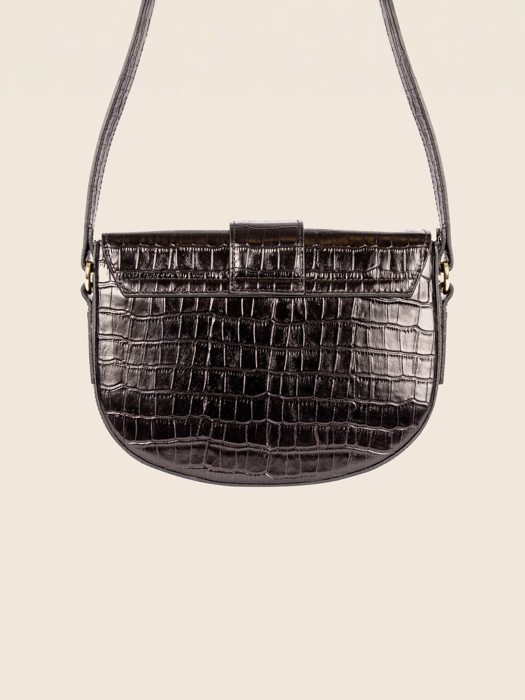 vue arriere sac boucle cuir imprime crocodile noir jules & jenn