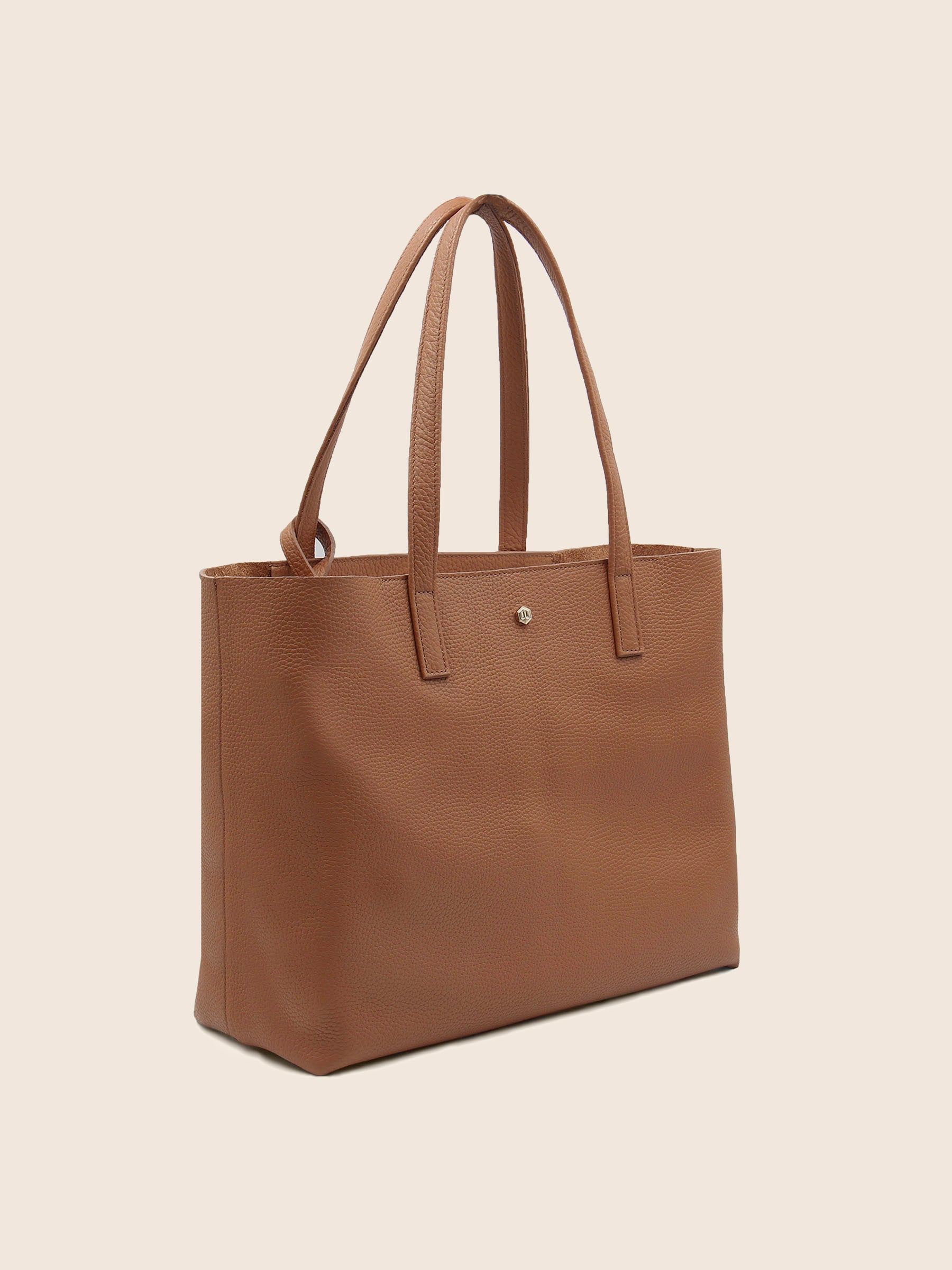 sac cabas cuir souple graine camel jules & jenn