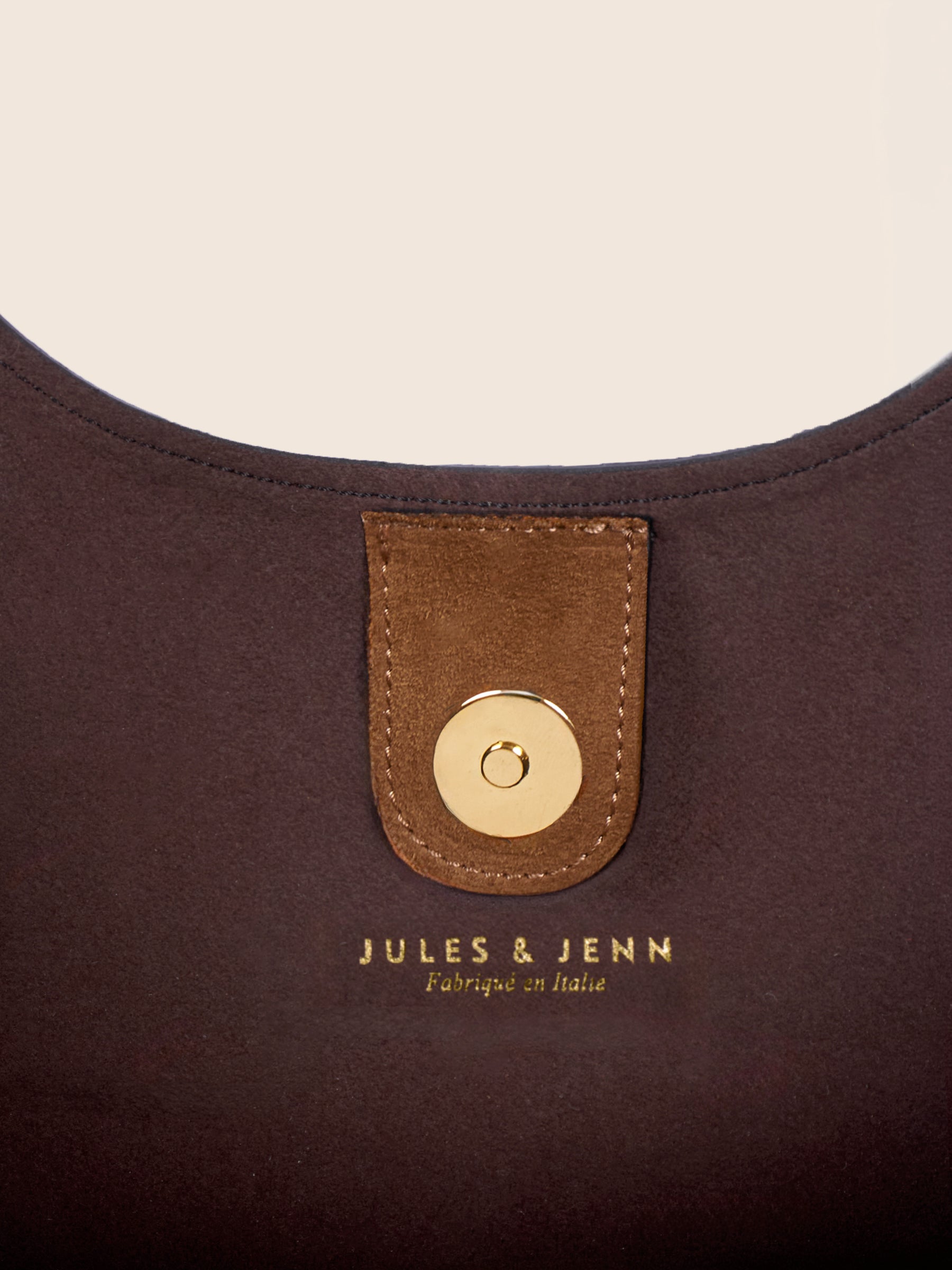 photo vue détail sac cabas sybil cuir daim camel jules jenn 2