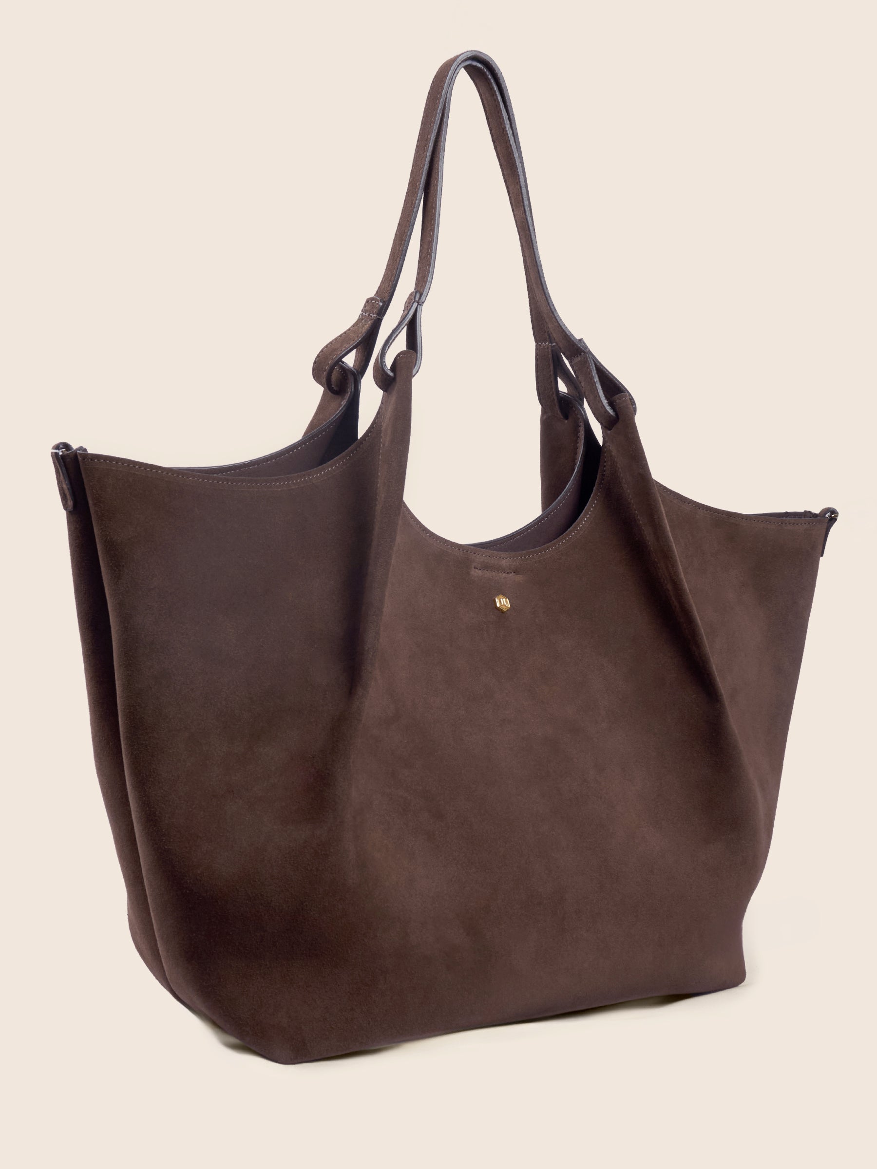 photo vue profil sac cabas sybil cuir daim marron jules jenn