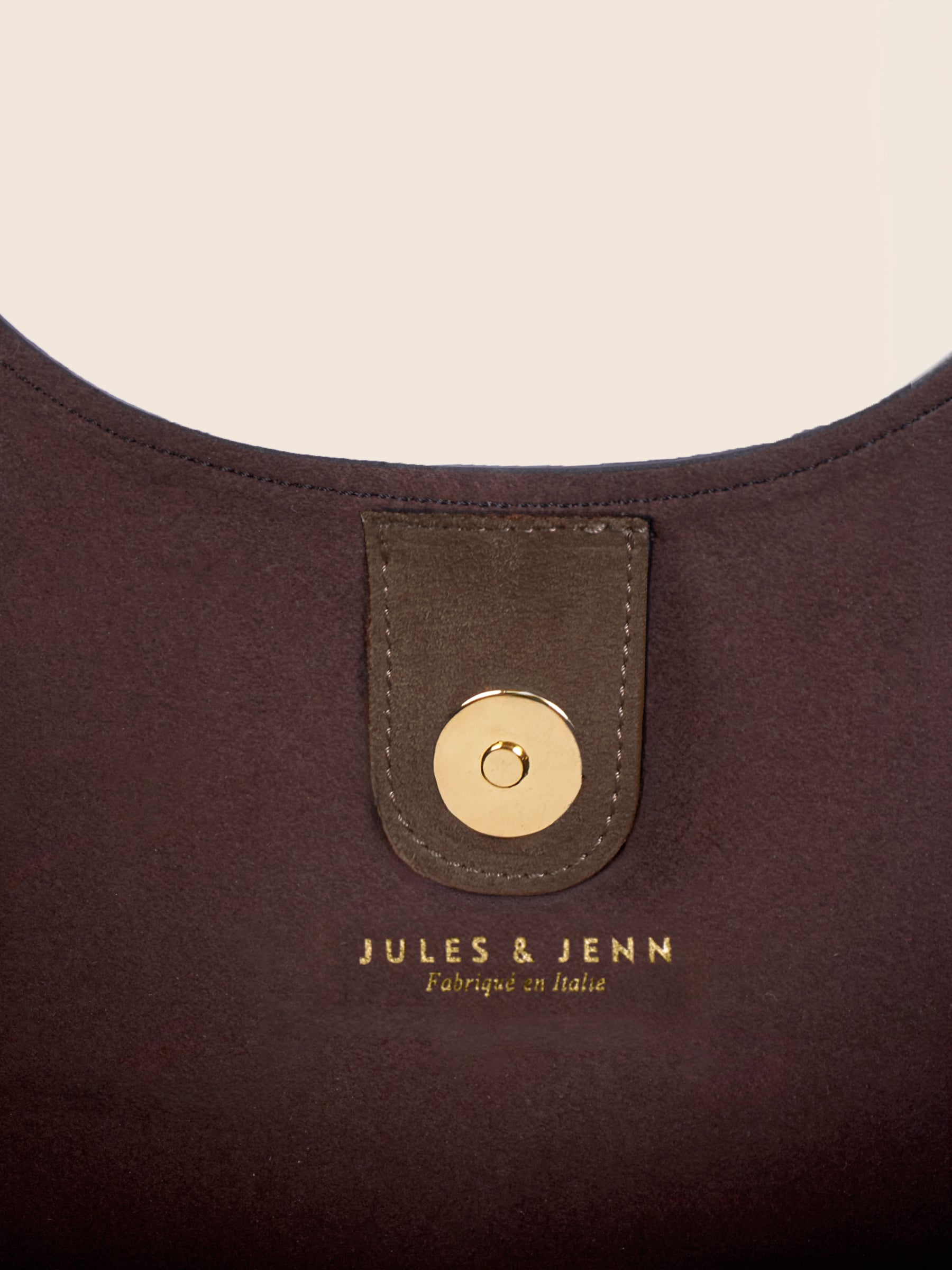 photo vue détail sac cabas sybil cuir daim marron jules jenn 2