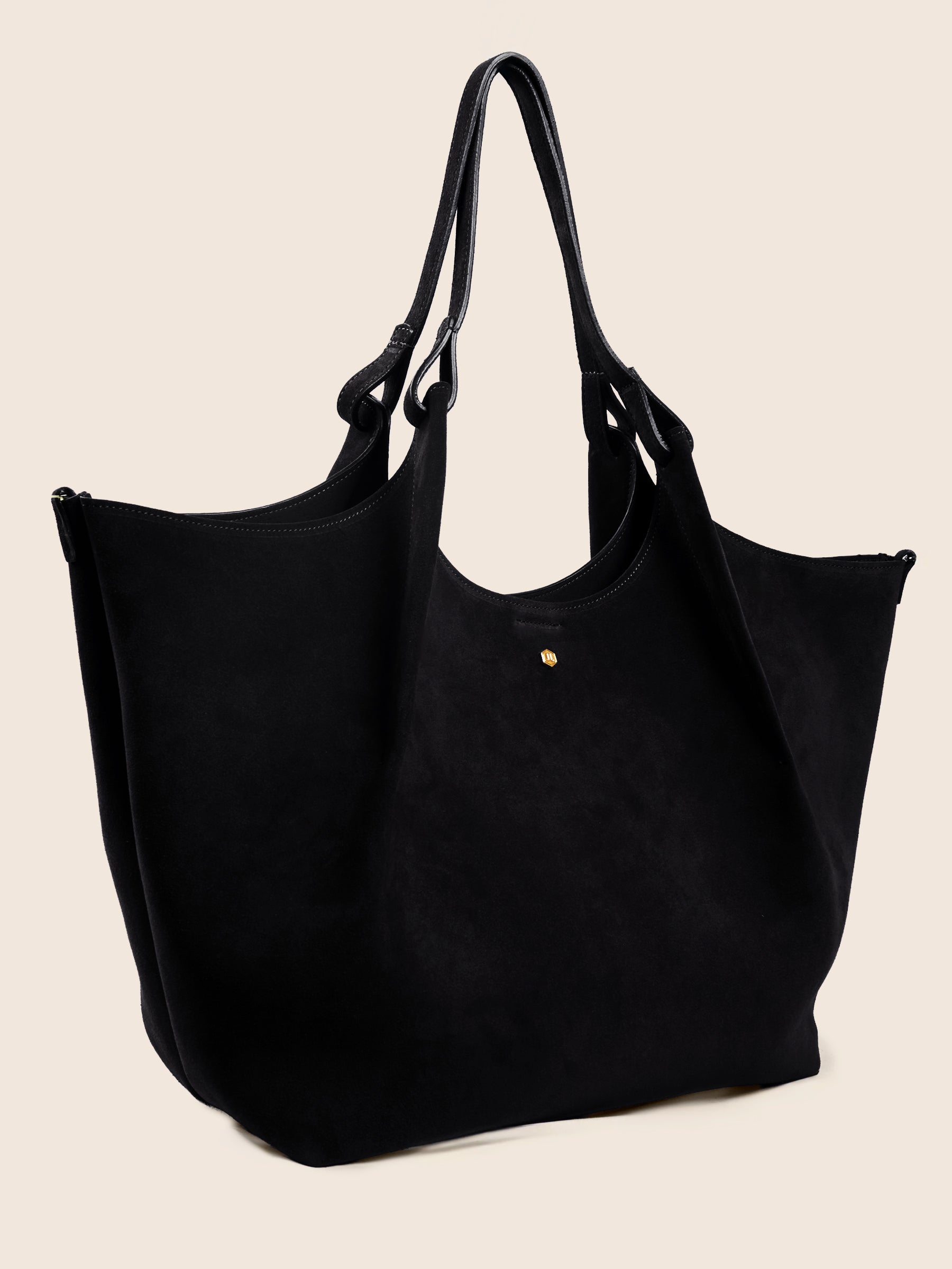 photo vue profil sac cabas sybil cuir daim noir jules jenn