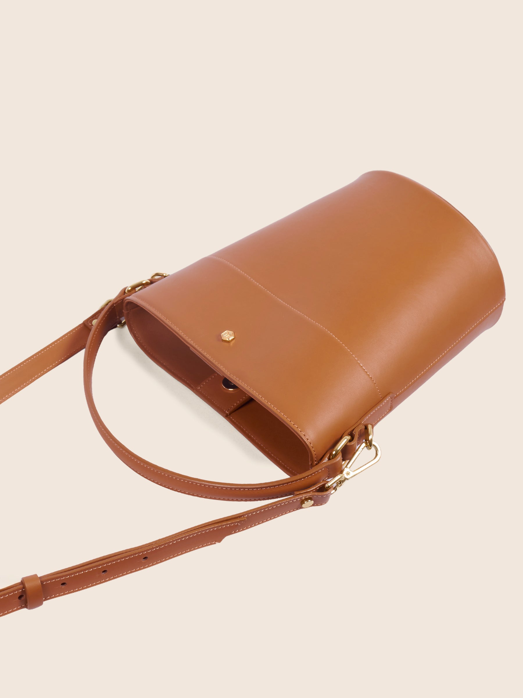 sac sceau cuir cognac vue dessus jules jenn