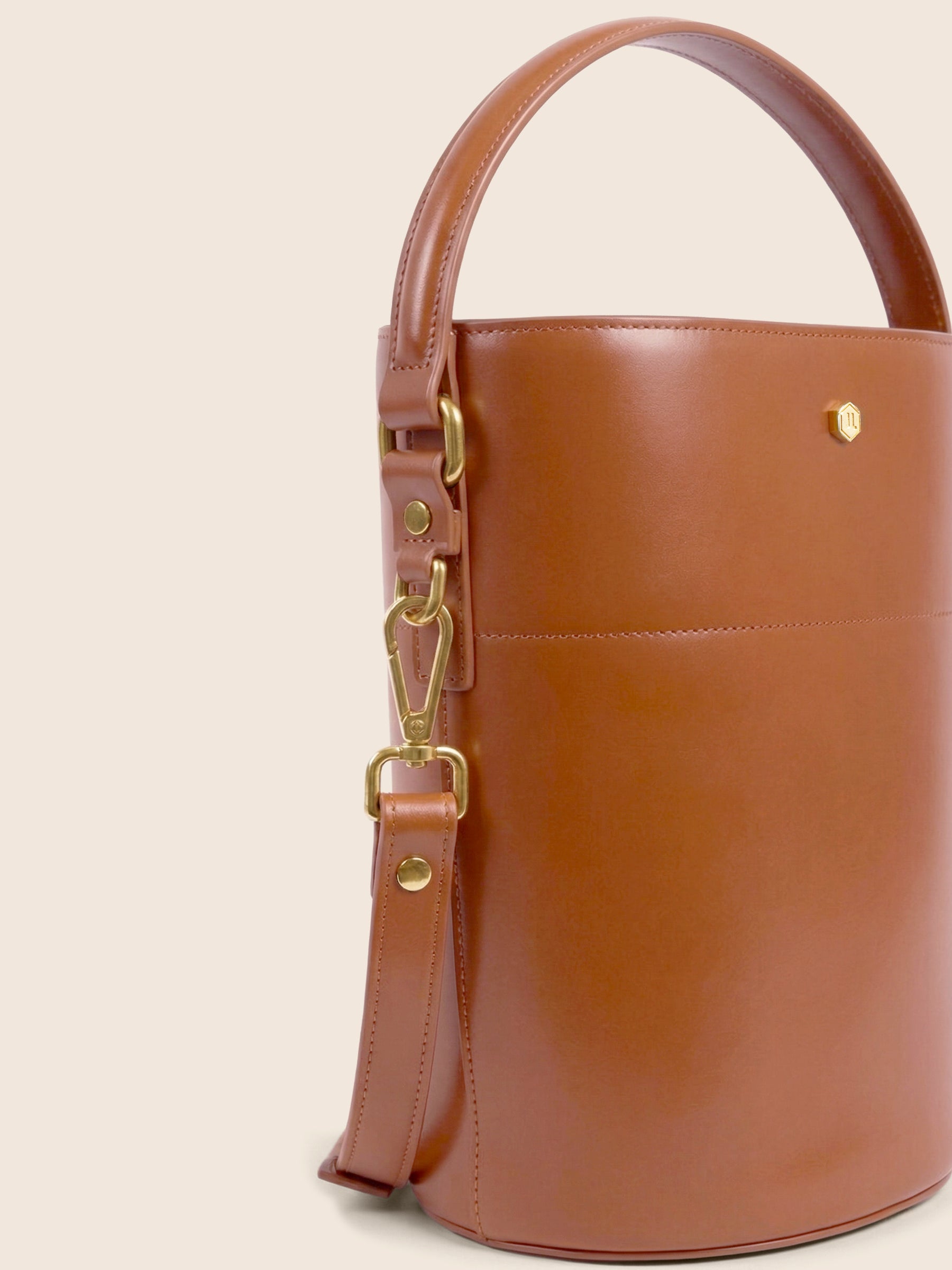 sac sceau cuir cognac vue detail jules jenn