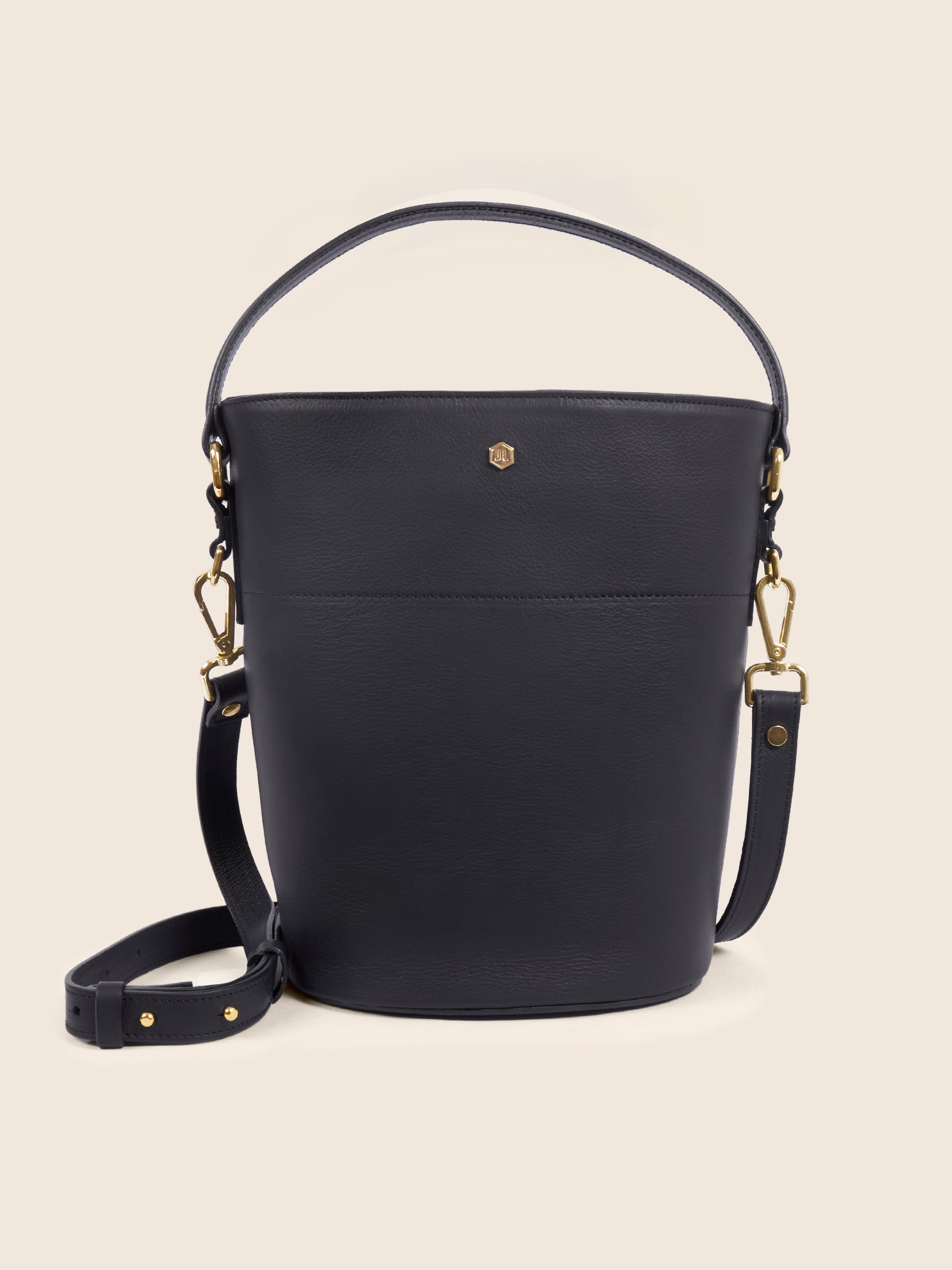 sac sceau cuir noir vue face jules jenn