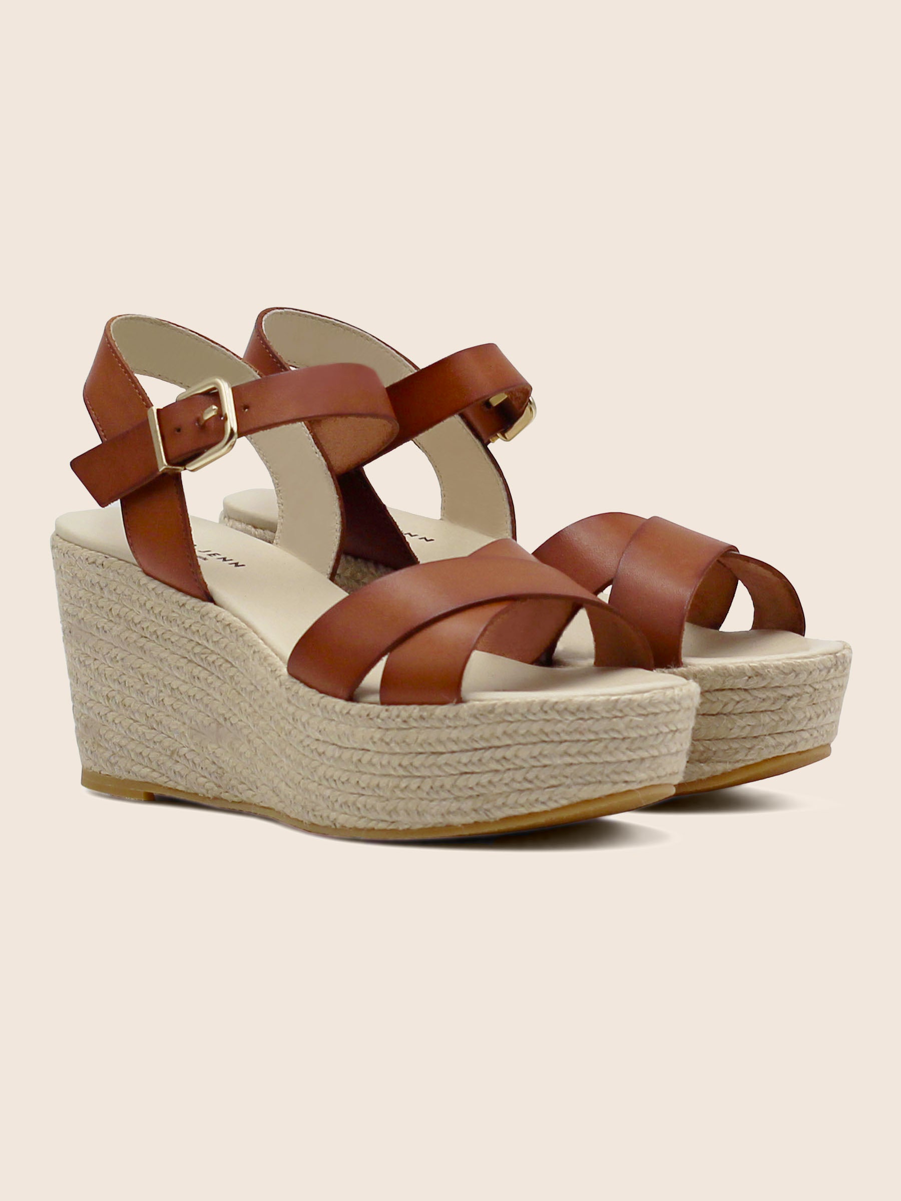 sandales compensees cuir camel jules jenn