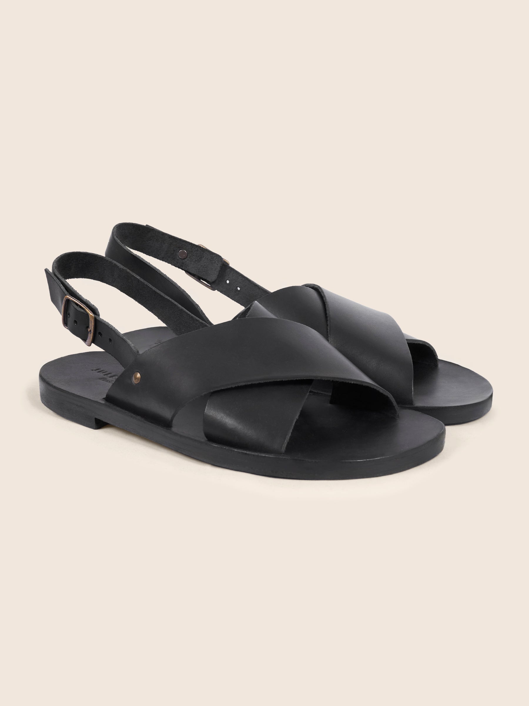 sandales homme double brides cuir noir jules jenn