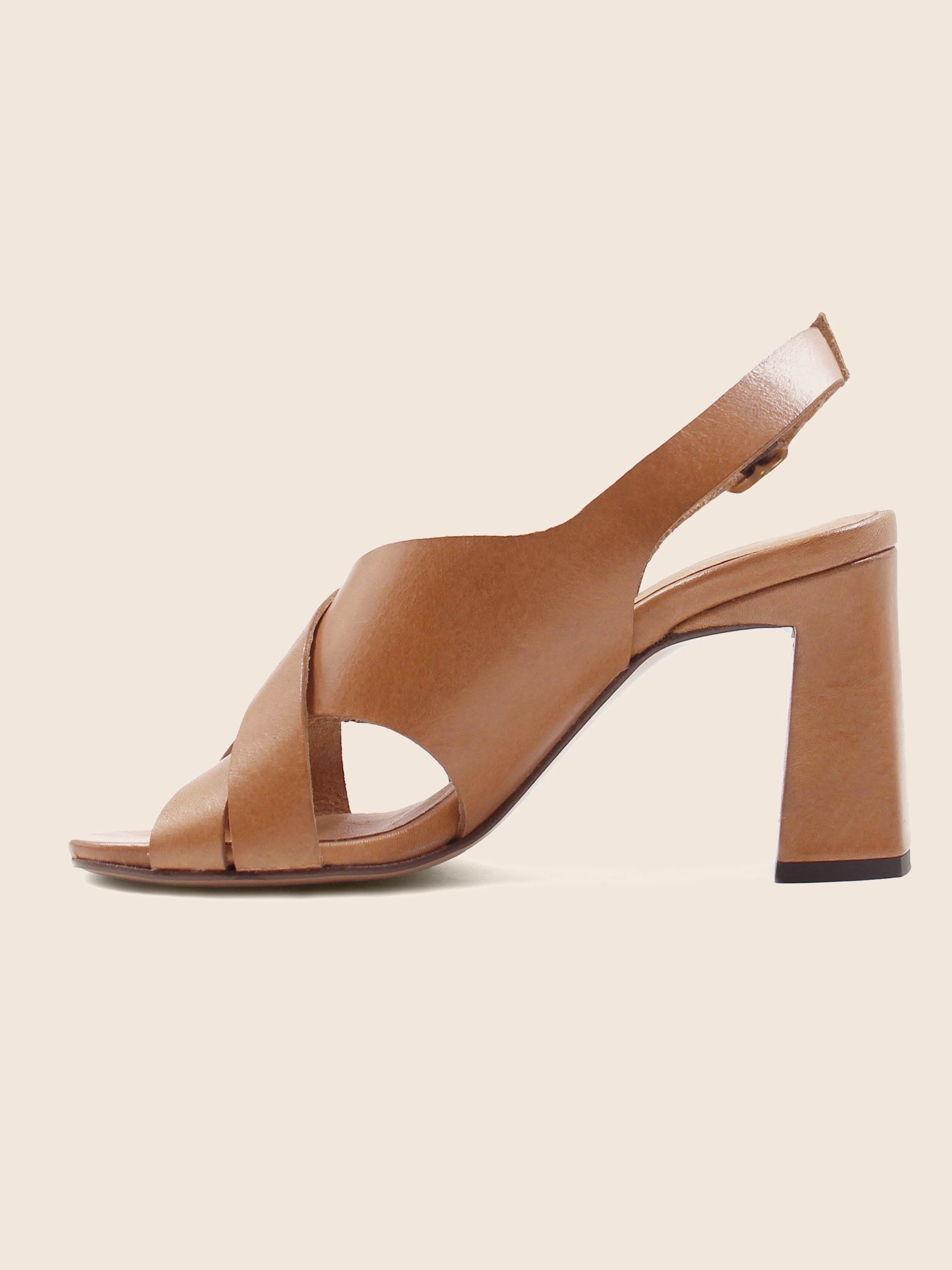 Sandales graphiques cuir camel