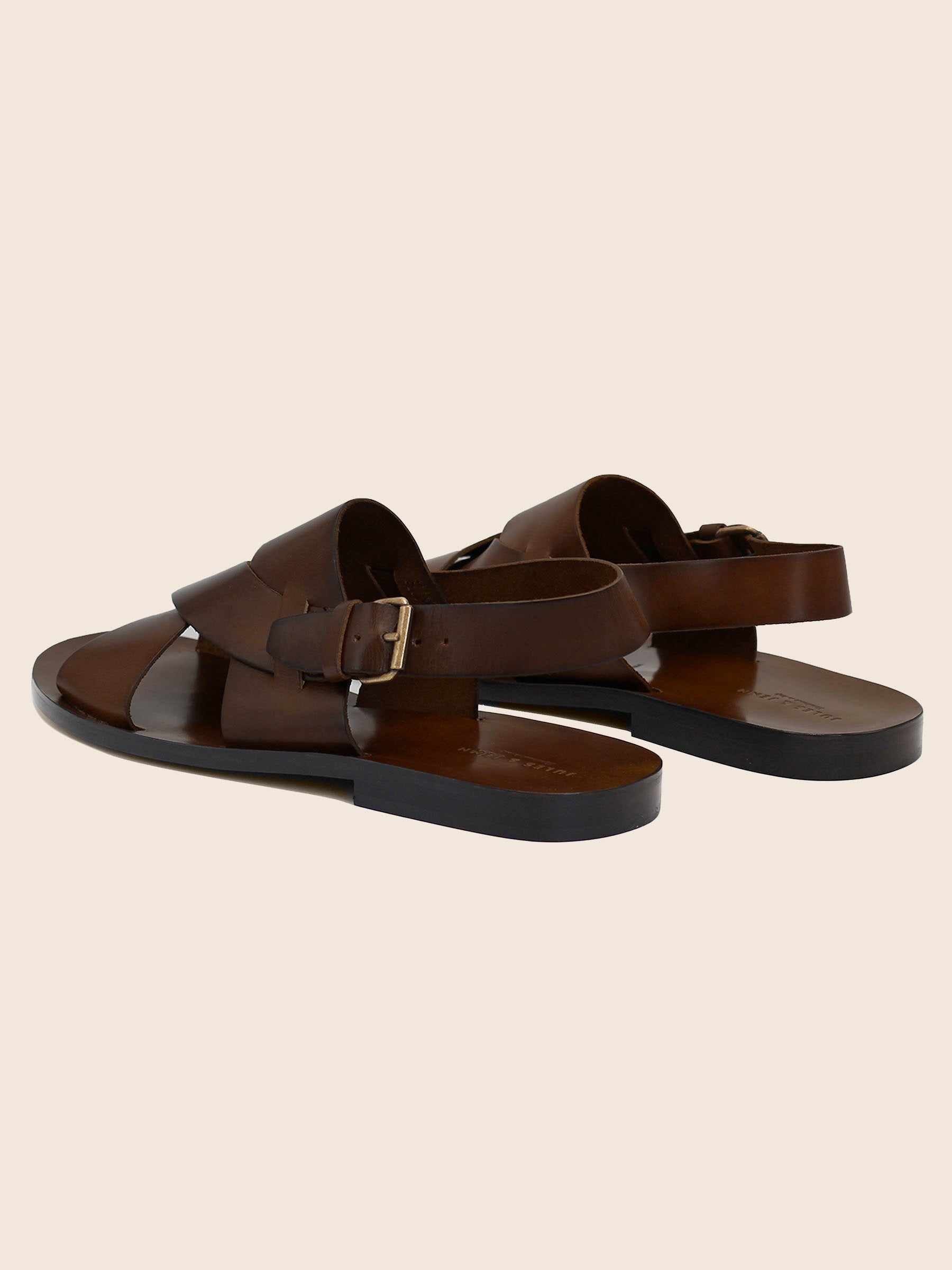 vue arriere sandales homme cuir marron jules jenn