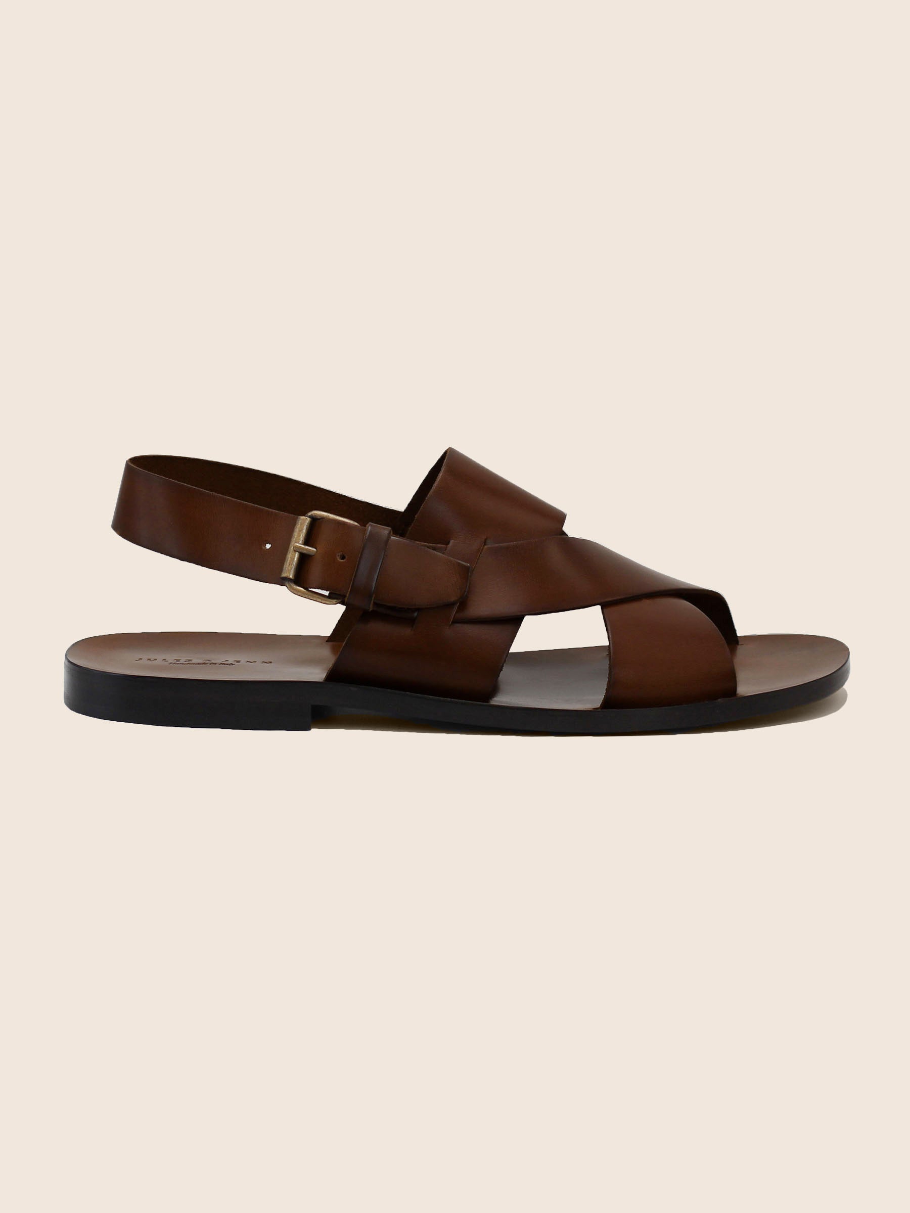 vue exterieur sandales homme cuir marron jules & jenn