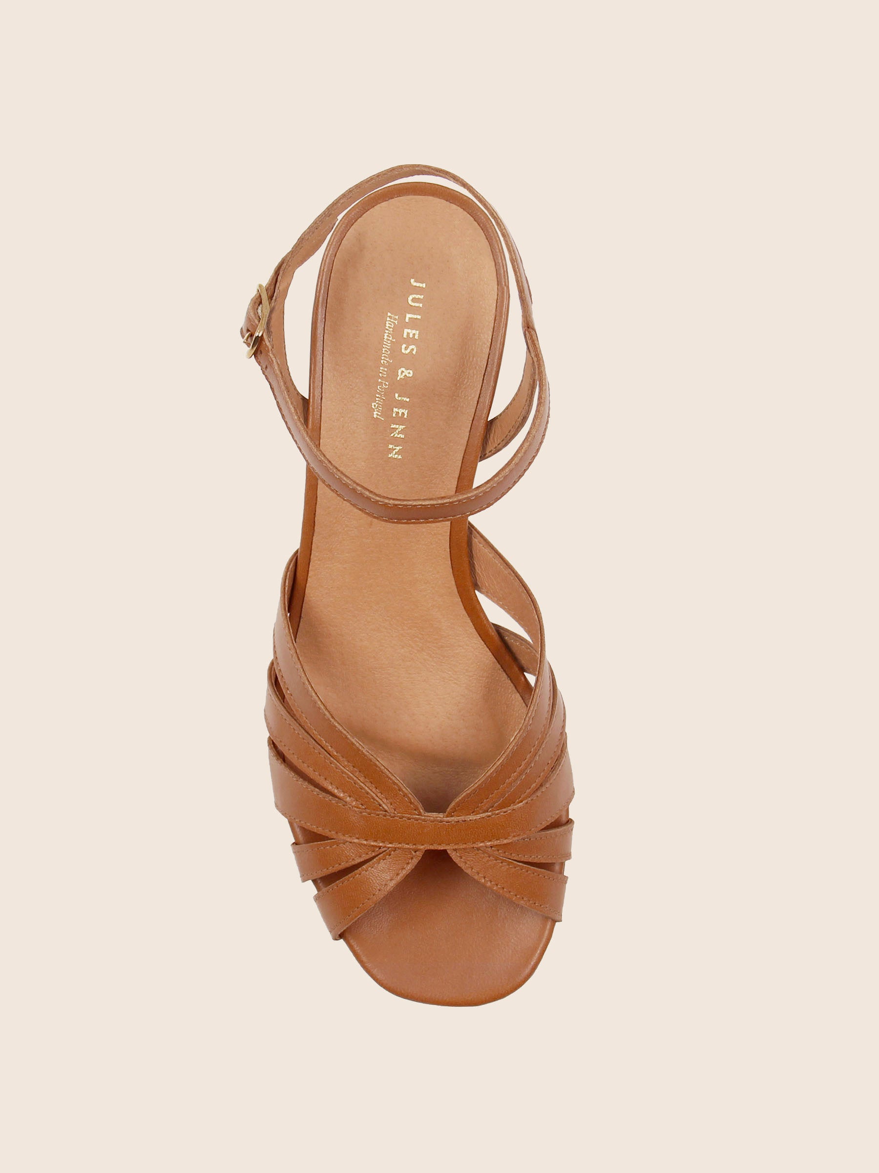 Sandales moyen talon brides camel
