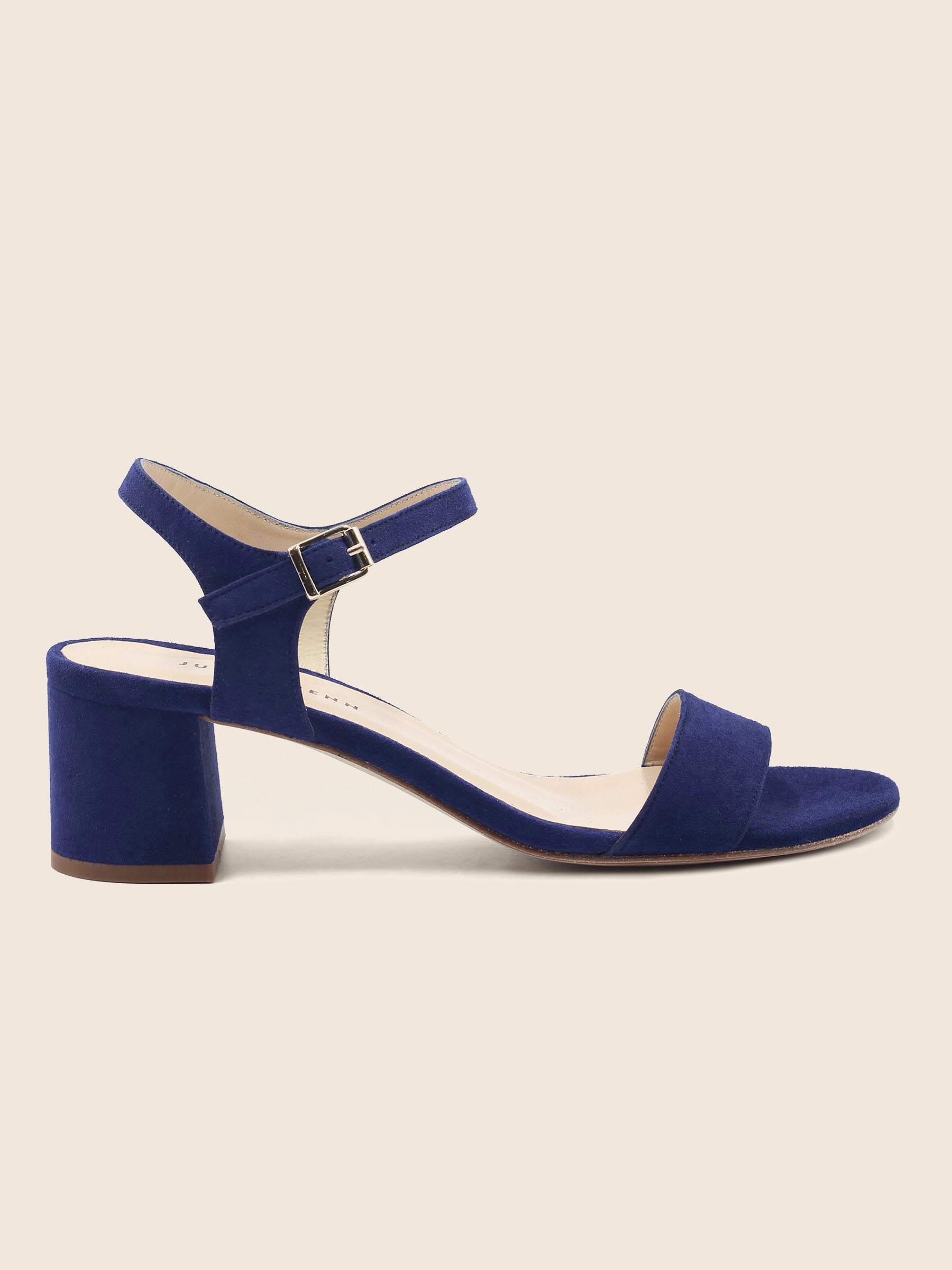 vue exterieur sandales moyen talon cuir daim bleu jules jenn