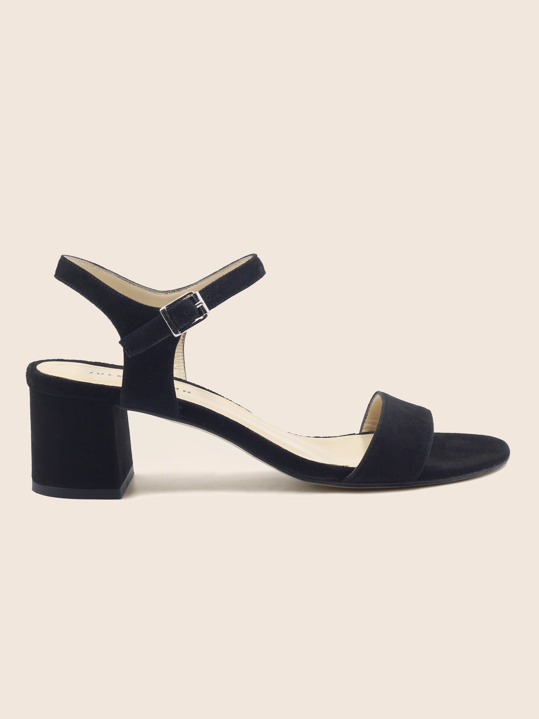 vue exterieur sandales moyen talon cuir daim noir jules jenn