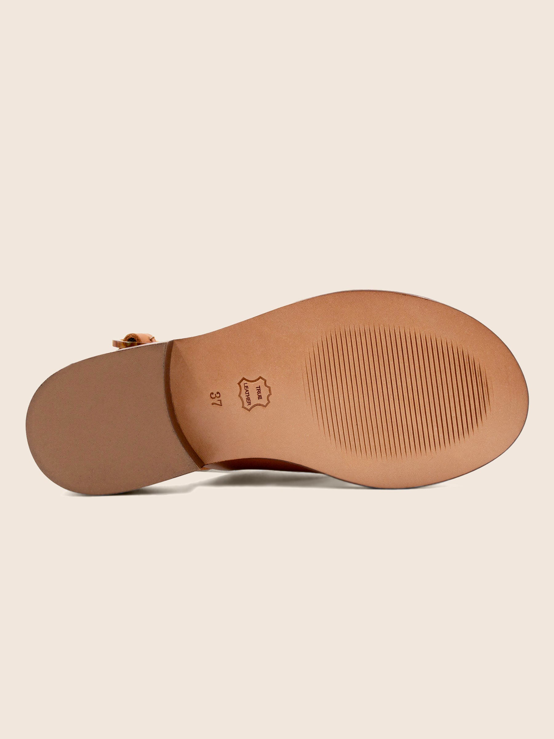 Sandales boucle écaille cuir cognac