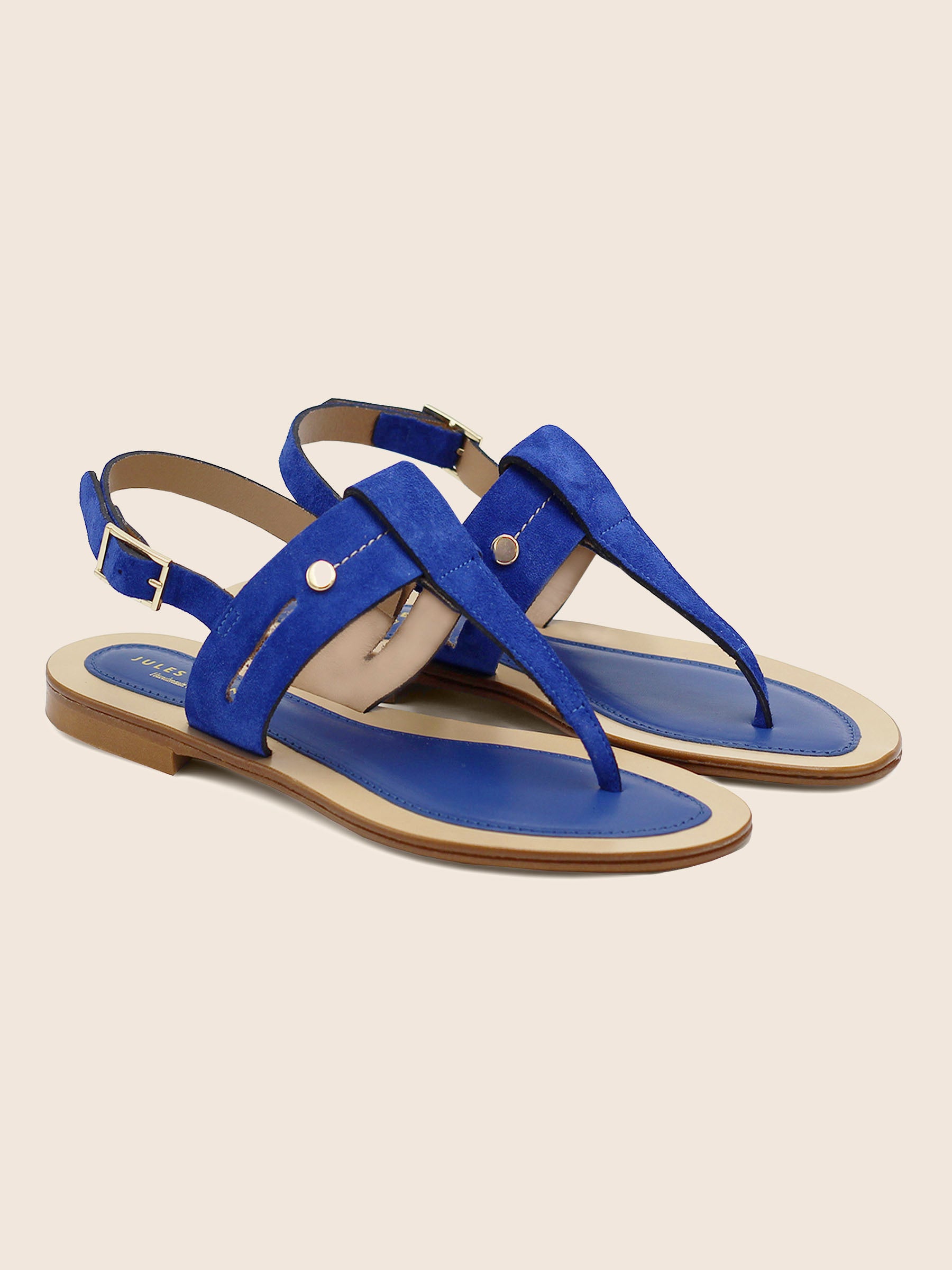 sandales tropeziennes cuir daim bleu royal jules jenn