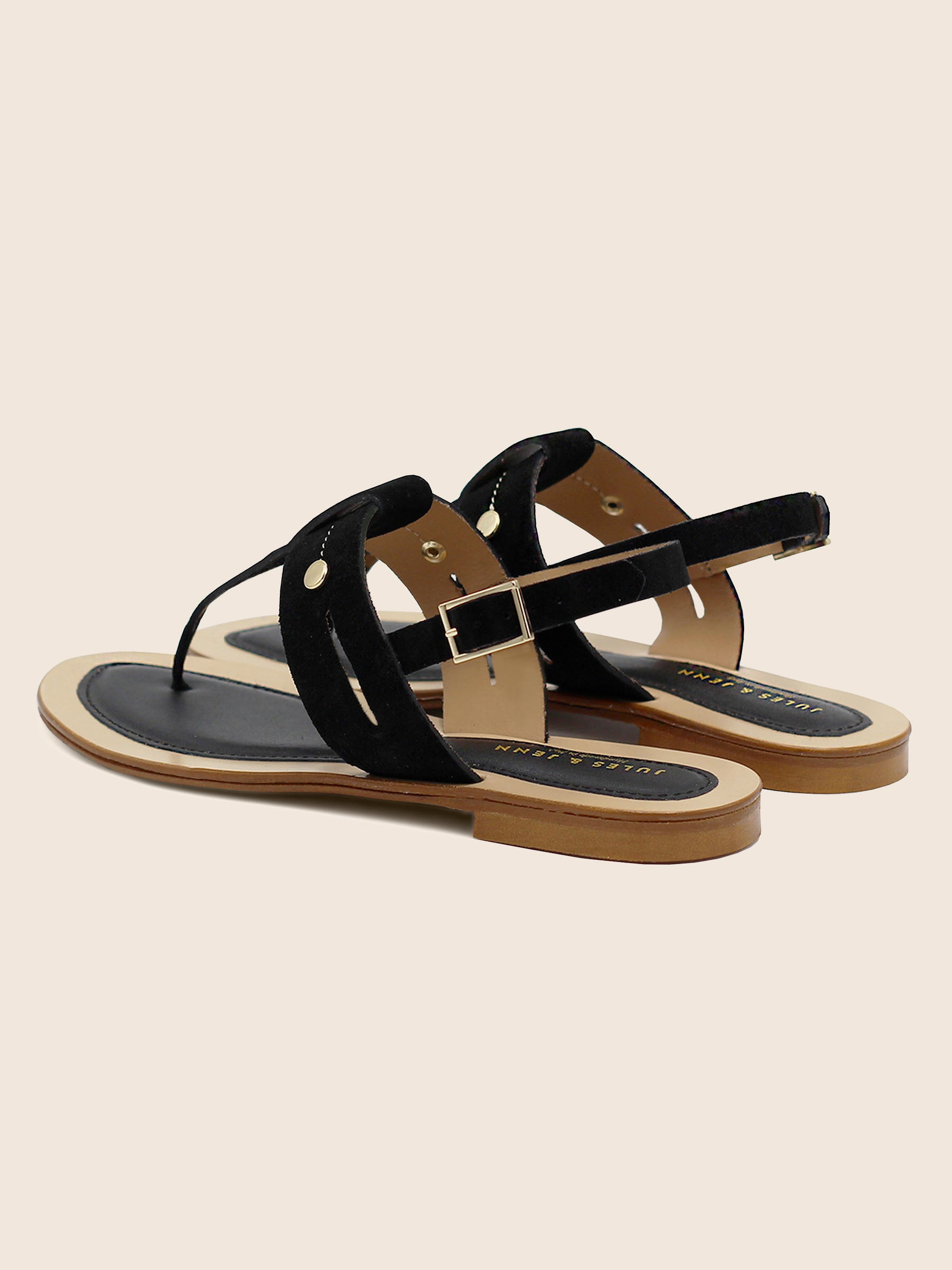 vue arriere sandales tropeziennes cuir daim noir