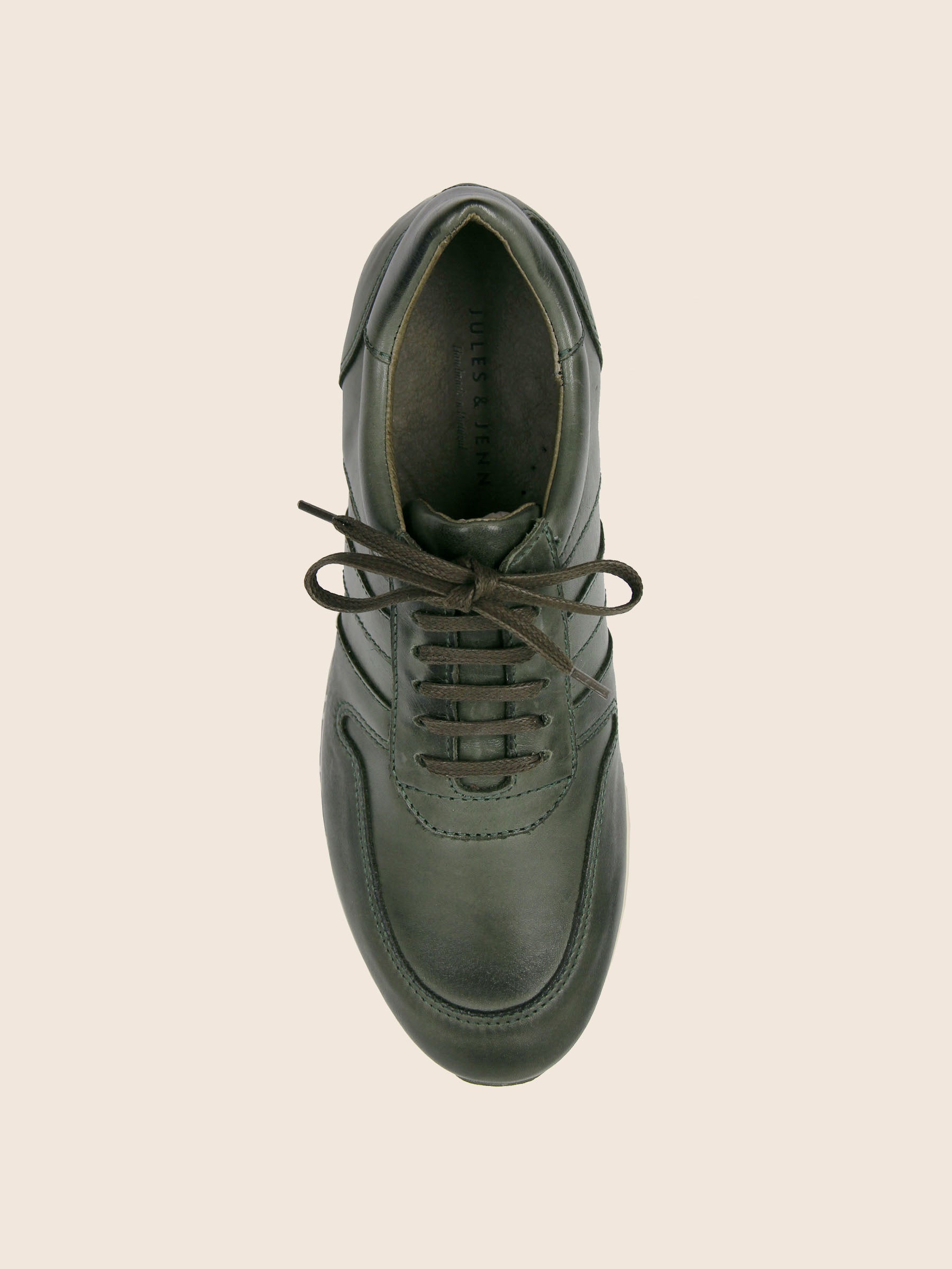 vue dessus sneakers cuir vert jules jenn