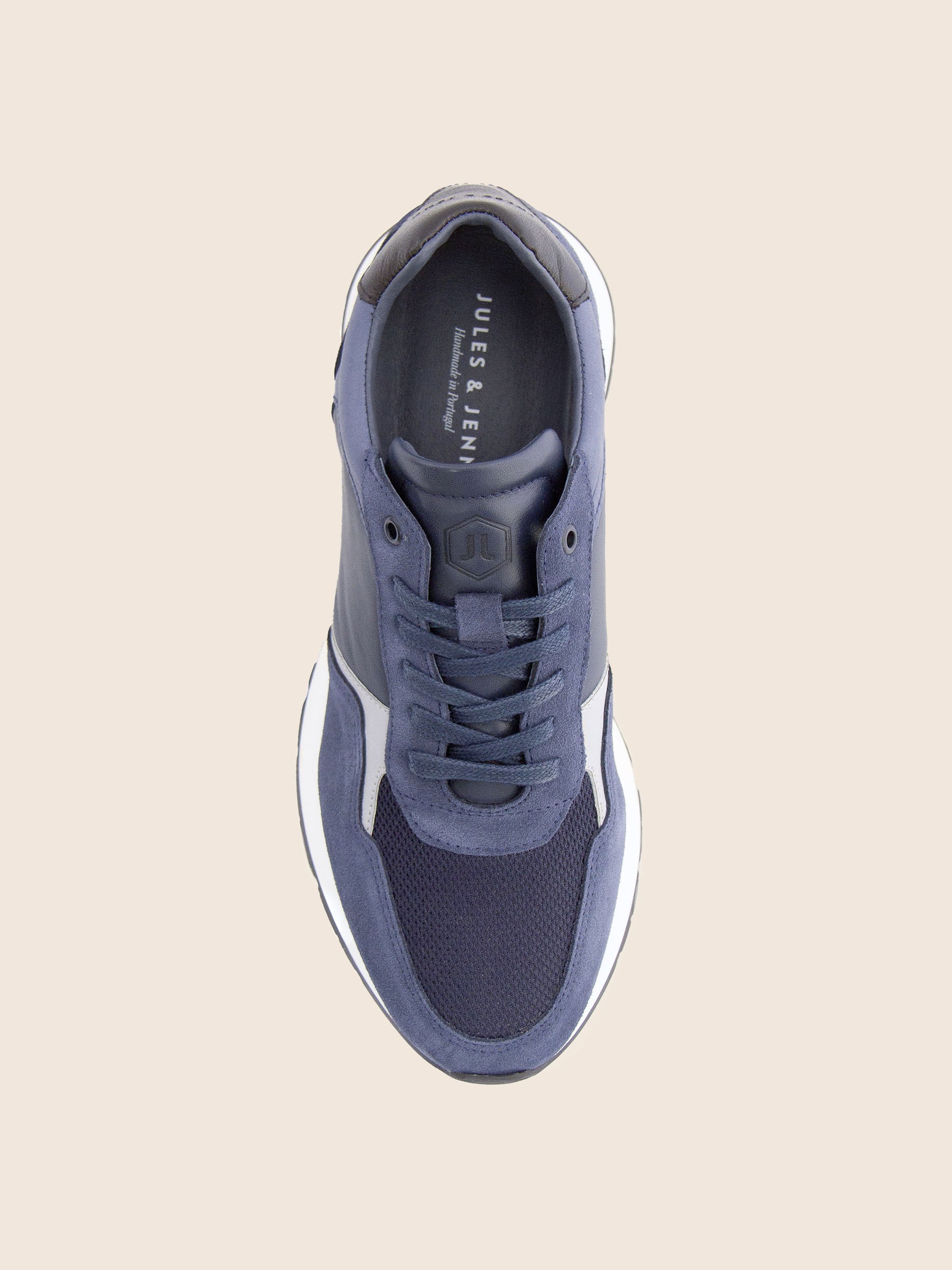 vue dessus sneakers noe cuir bleu jules jenn