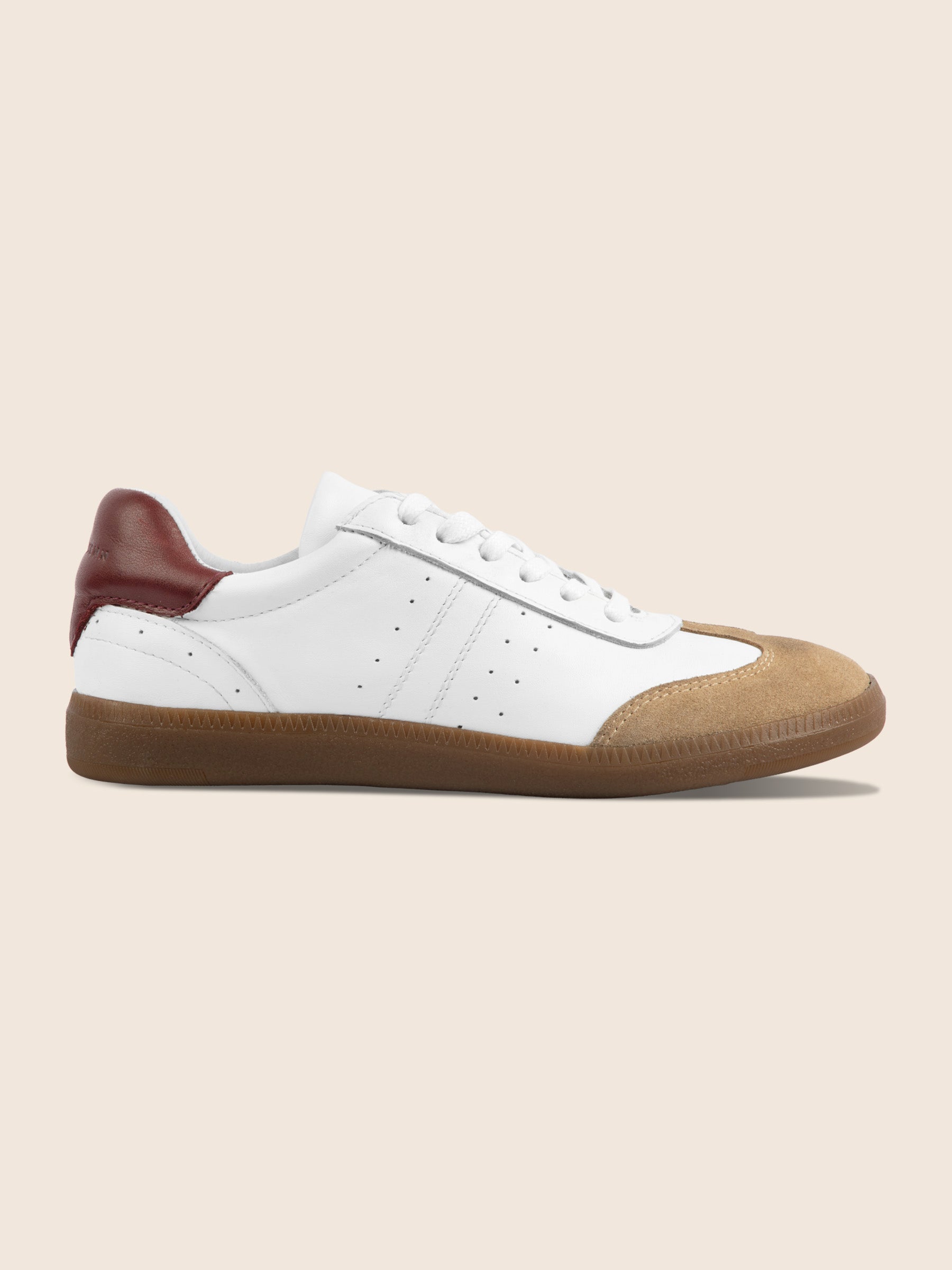 vue extérieur tennis lacet cuir blanc et camel jules jenn