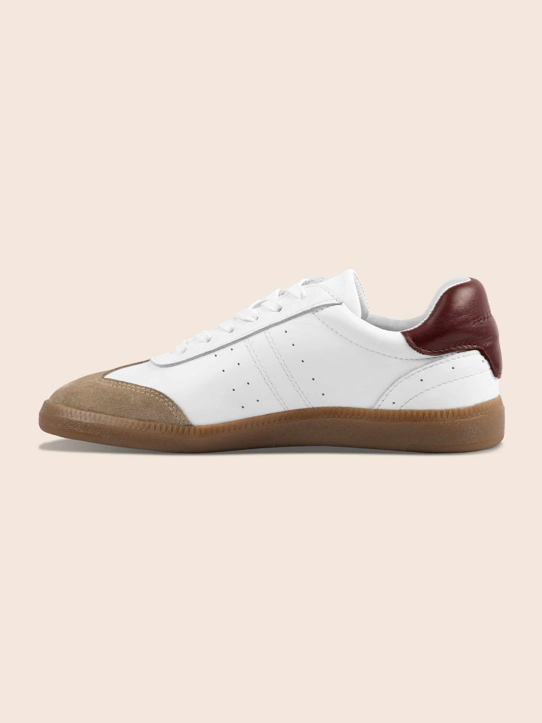 vue intérieur tennis lacet cuir blanc et camel jules jenn