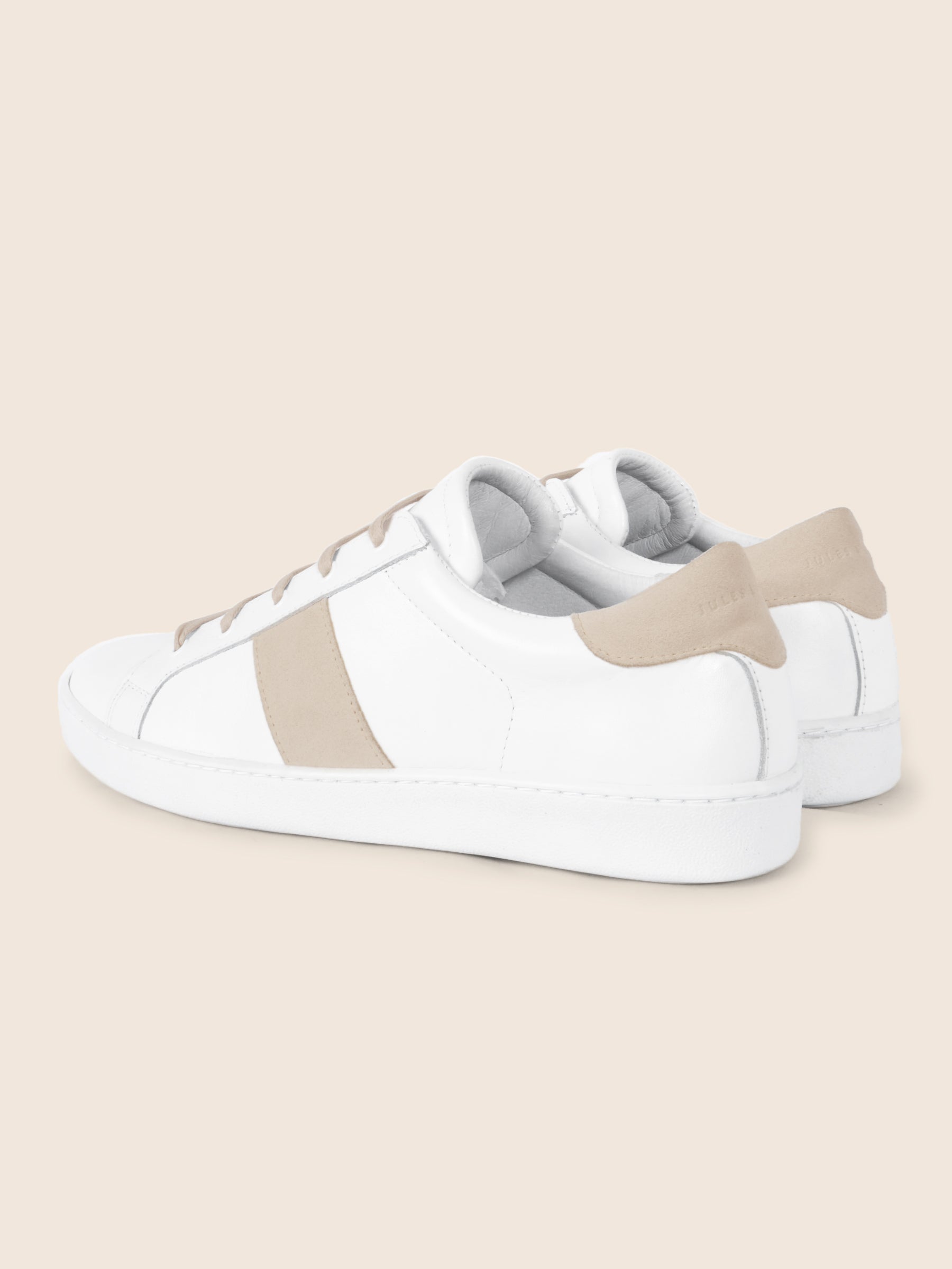 vue arriere tennis lacet cuir blanc beige jules jenn