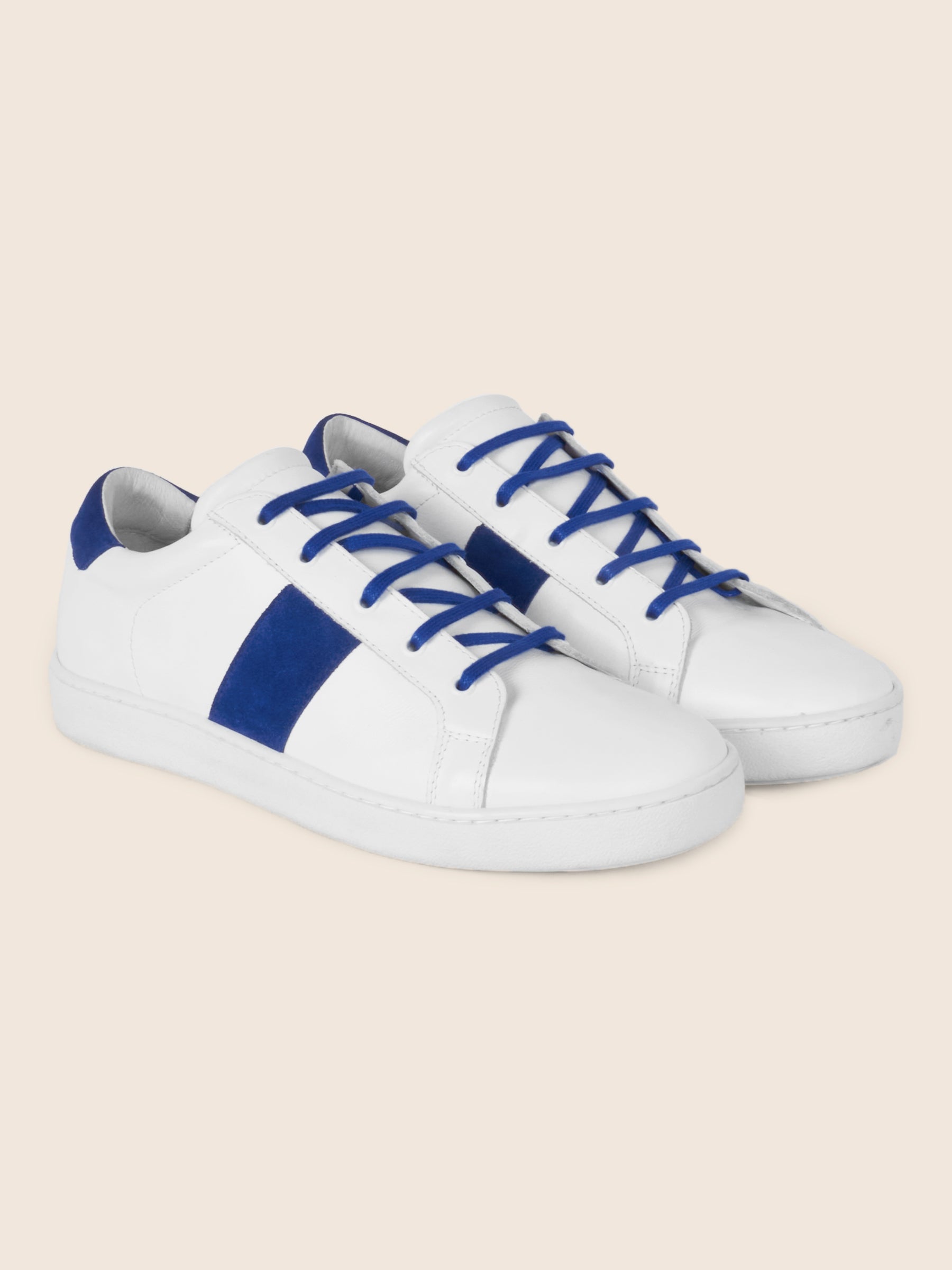 tennis lacet cuir blanc bleu jules jenn