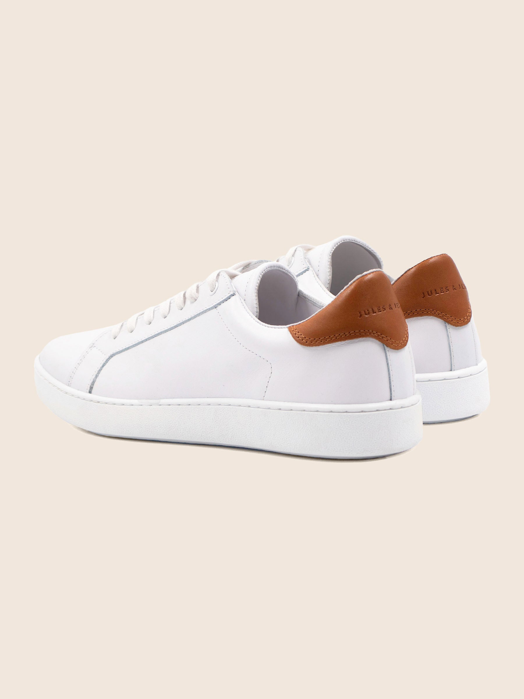 vue arriere tennis lacet homme cuir blanc jules & jenn