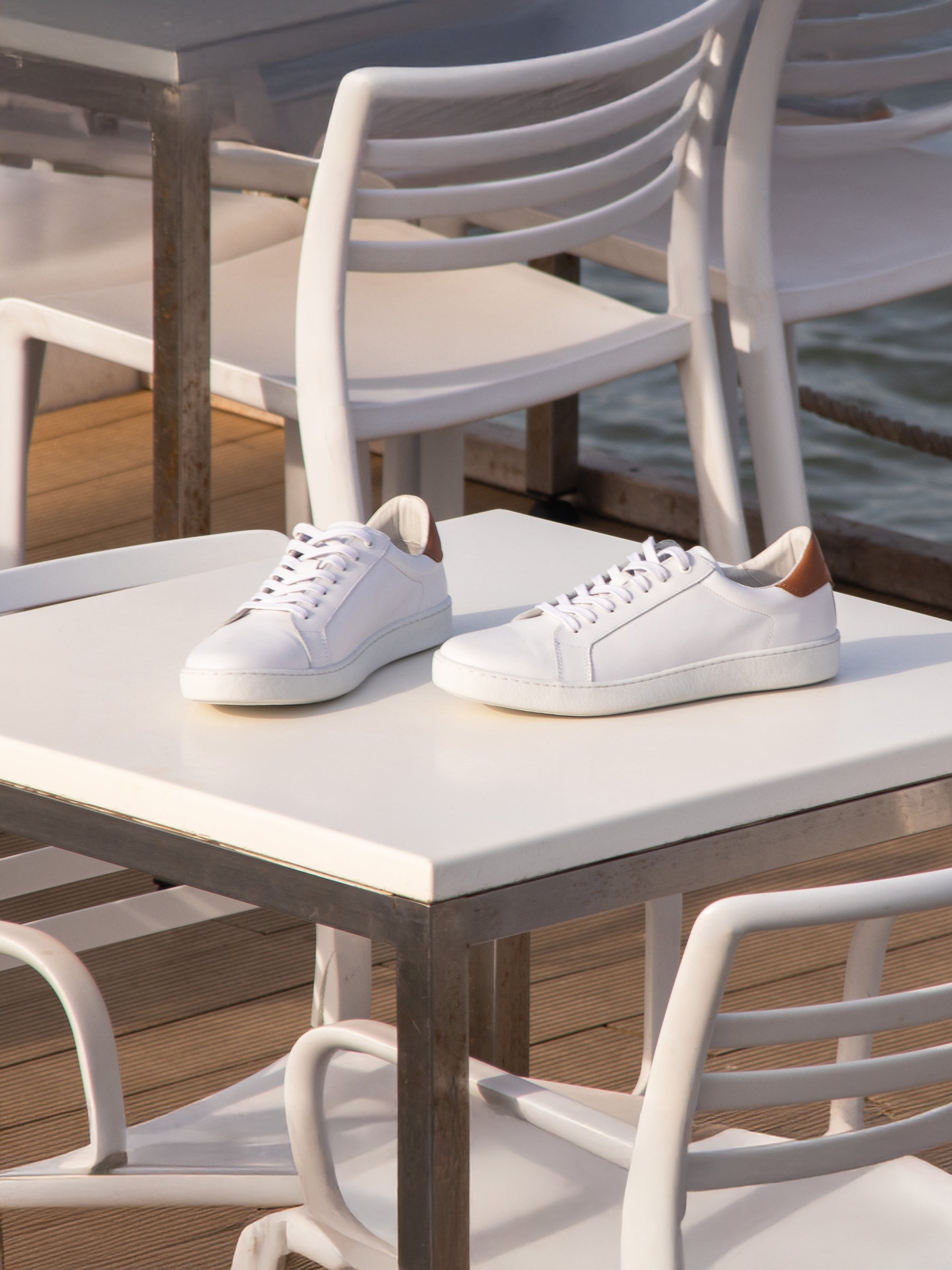 vue posée tennis lacet homme cuir blanc jules & jenn