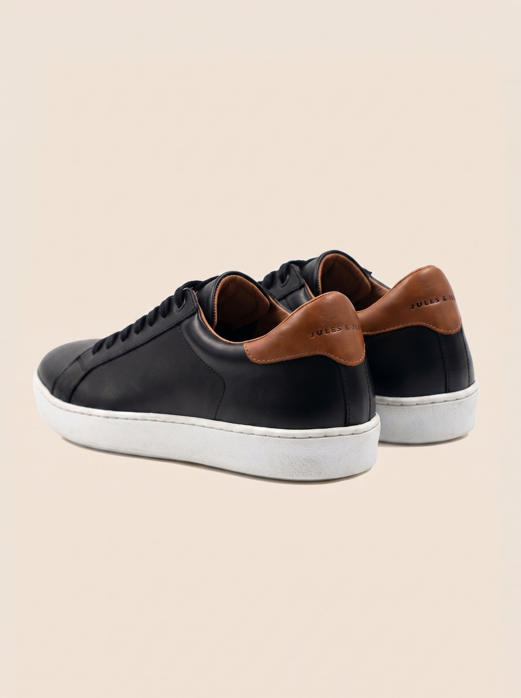 photo vue arrière tennis lacet homme cuir noir blanc jules jenn