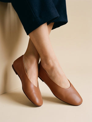 ballerines souples cuir camel femme JULES & JENN