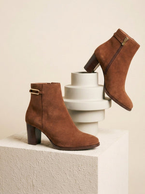 bottines bijoux talon cuir daim cognac femme JULES & JENN