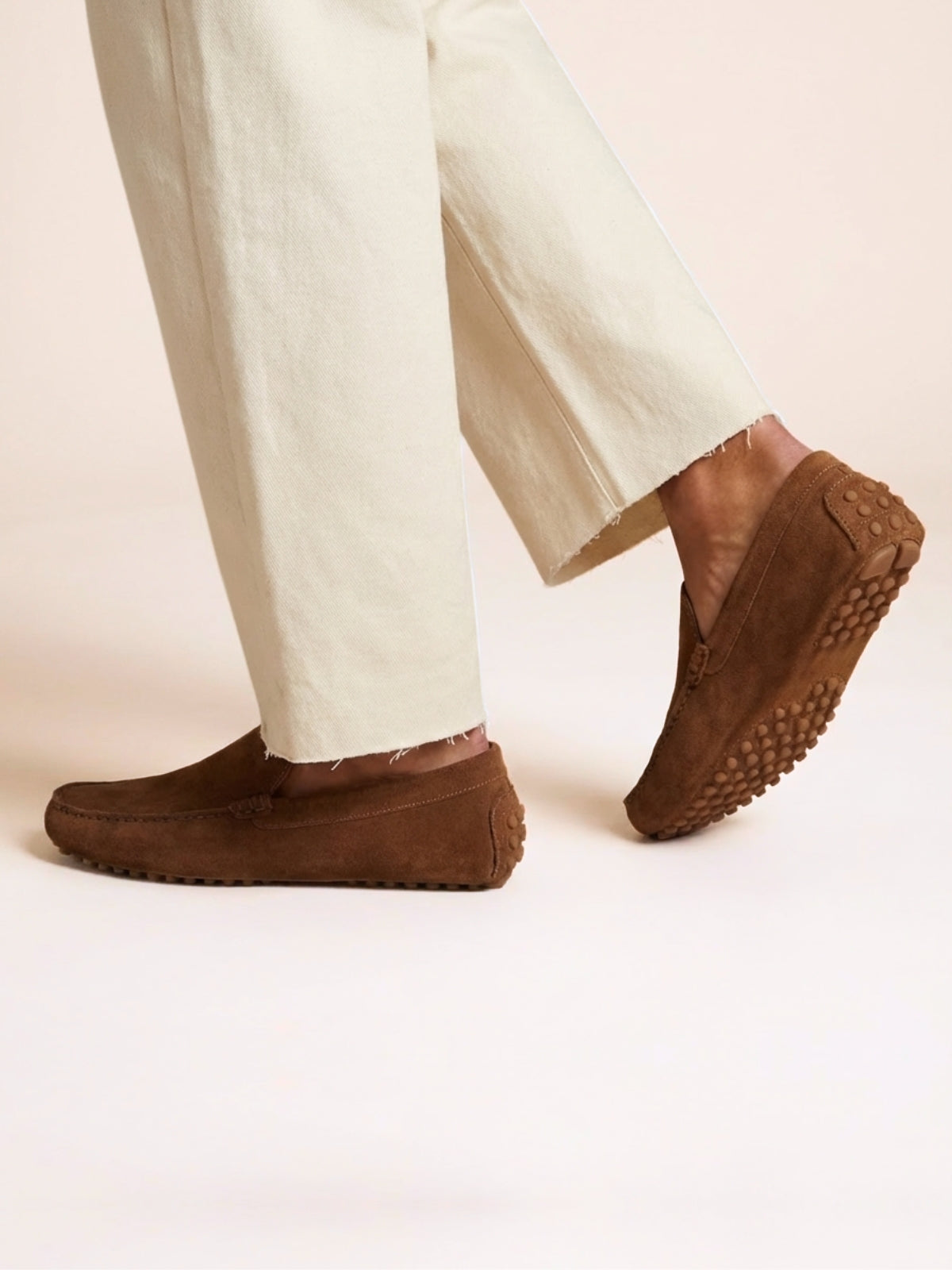 mocassins picots homme cuir daim cognac JULES & JENN