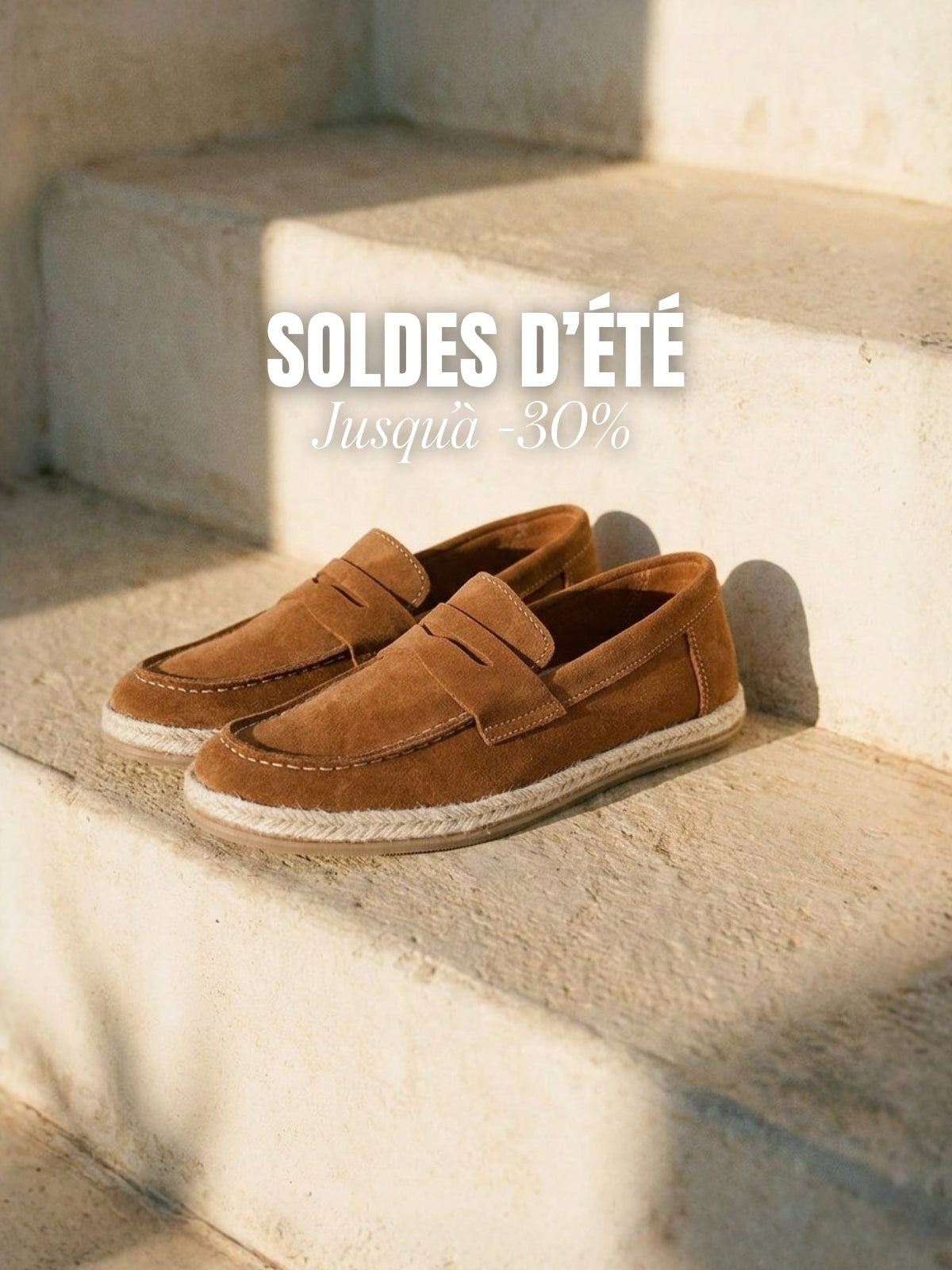 Mocassins espadrilles homme en daim cognac JULES & JENN à la une