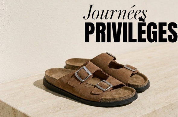 Journées privilèges homme mules liège cuir daim cognac à petit prix