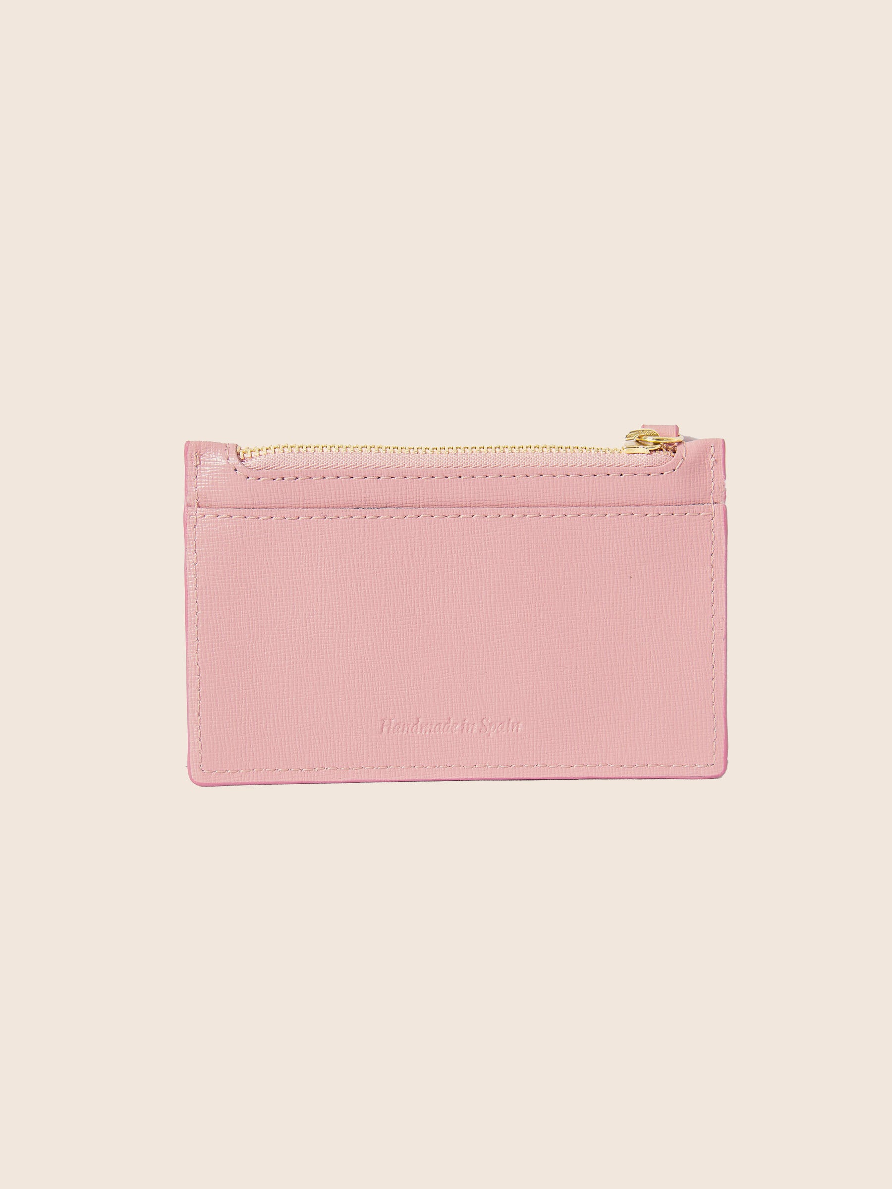 Porte-cartes zippé cuir rose