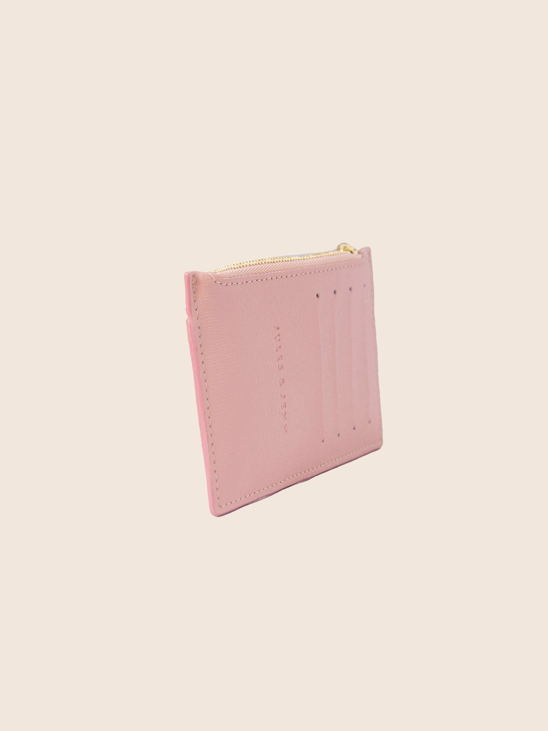 Porte-cartes zippé cuir rose
