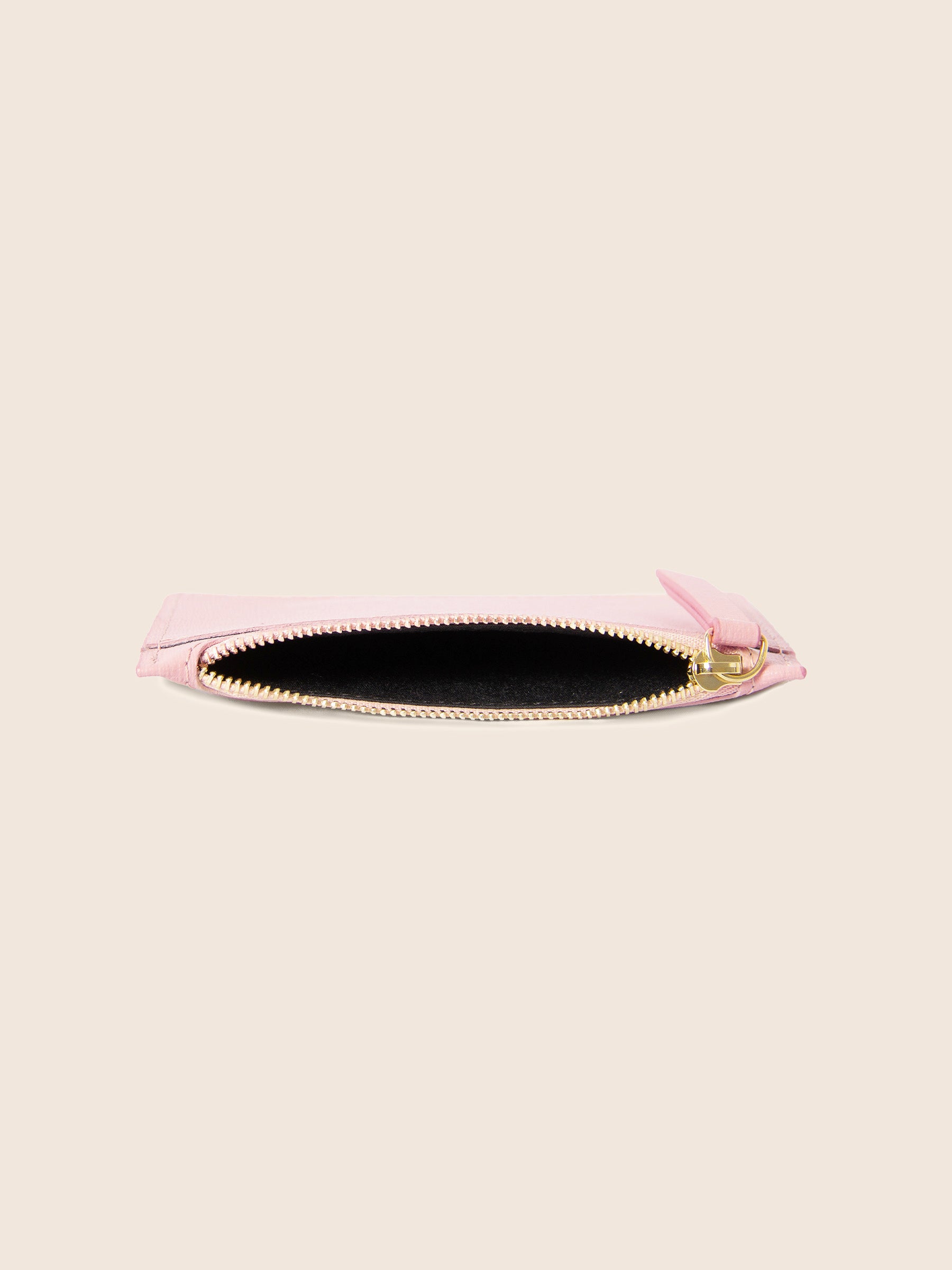 Porte-cartes zippé cuir rose