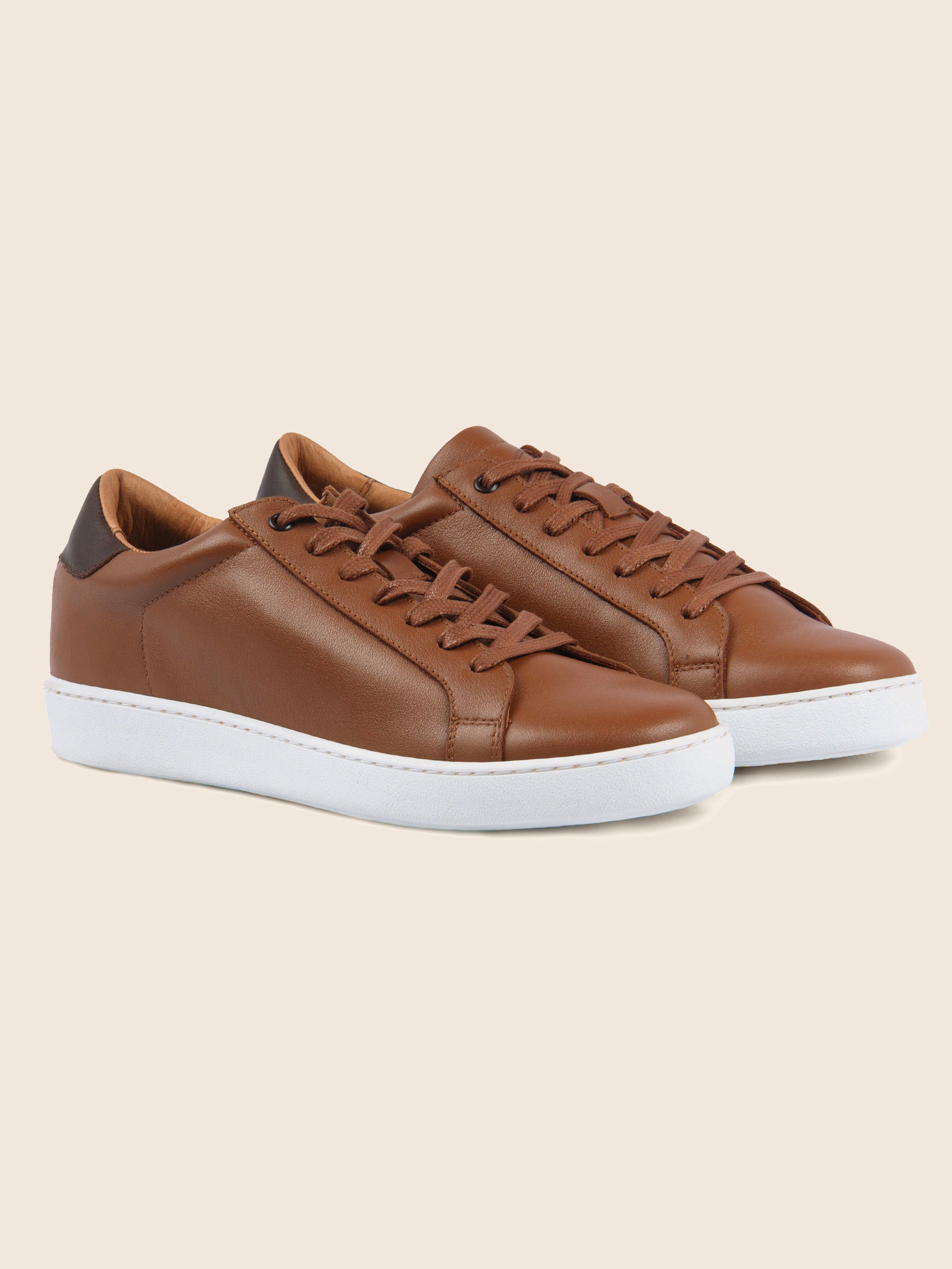 tennis lacet homme cuir cognac jules & jenn