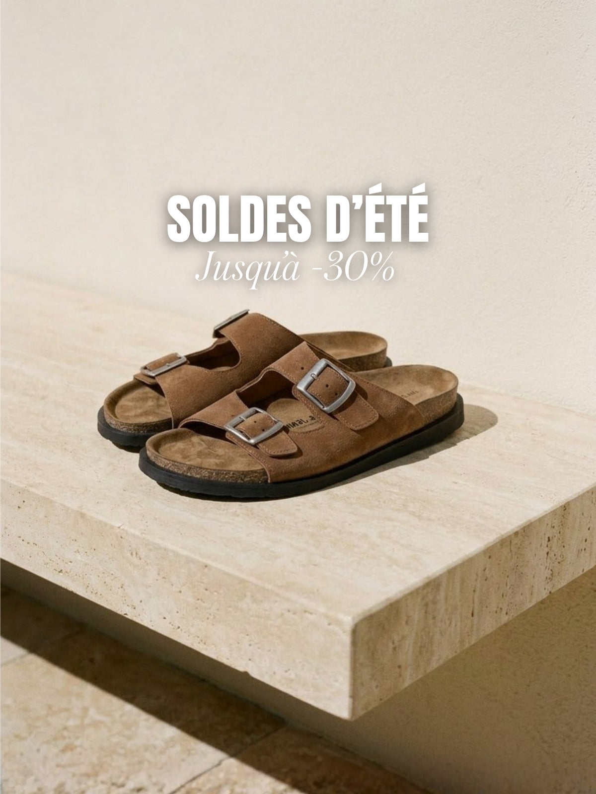 Mules liège homme en daim cognac JULES & JENN à la une