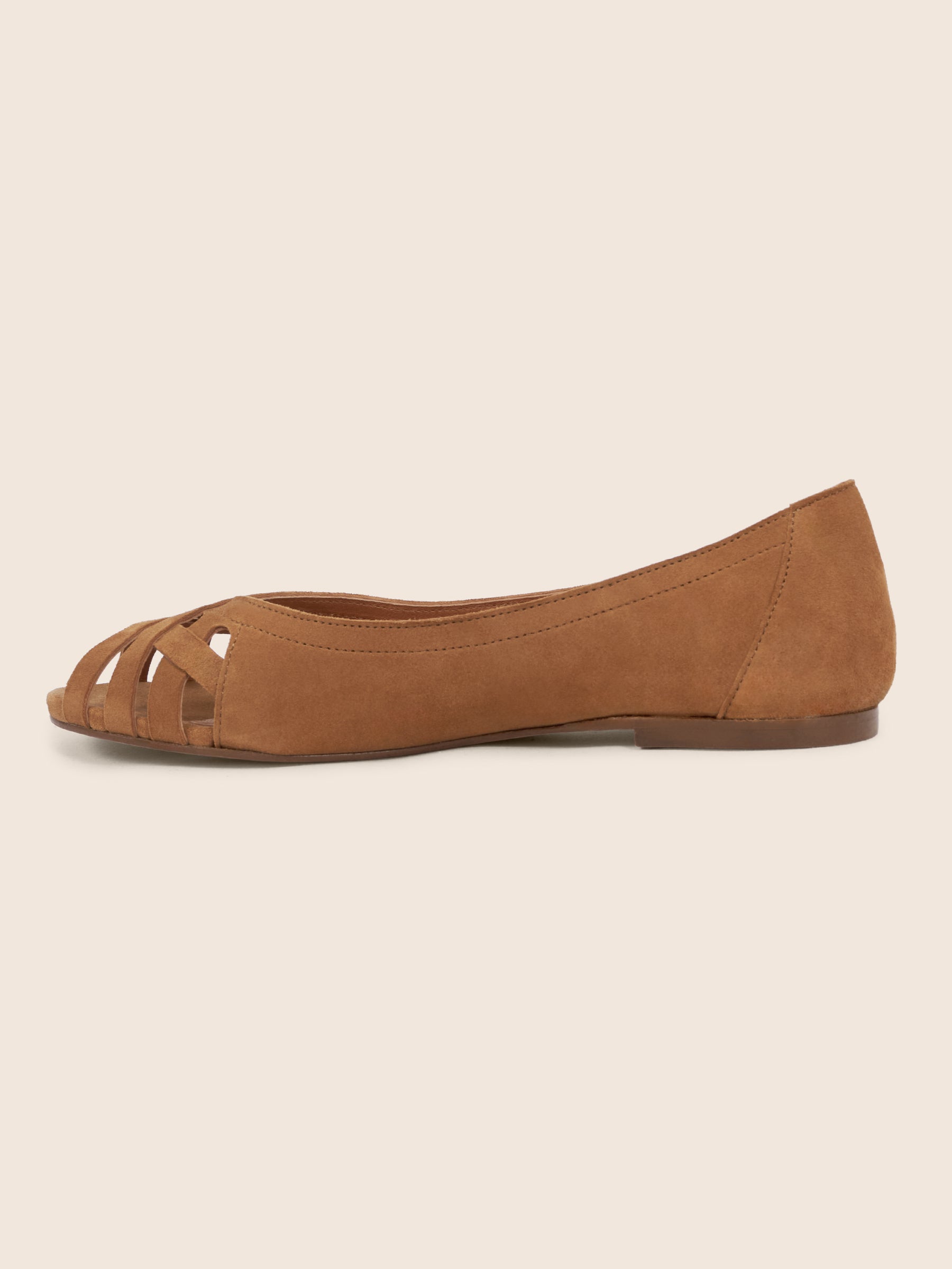 photo vue intérieure ballerines brides cuir daim camel jules jenn