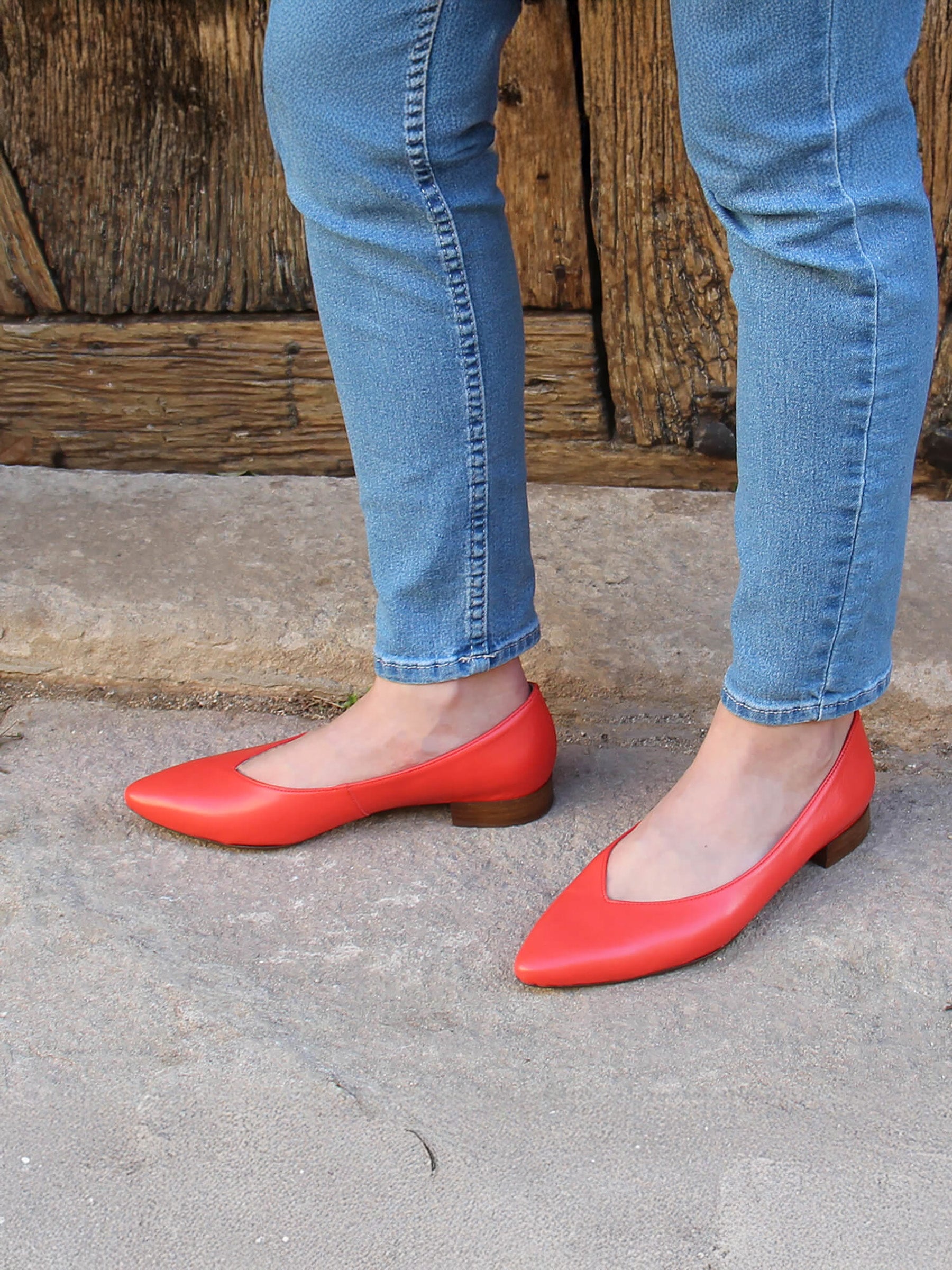 vue portée ballerines cuir corail jules & jenn