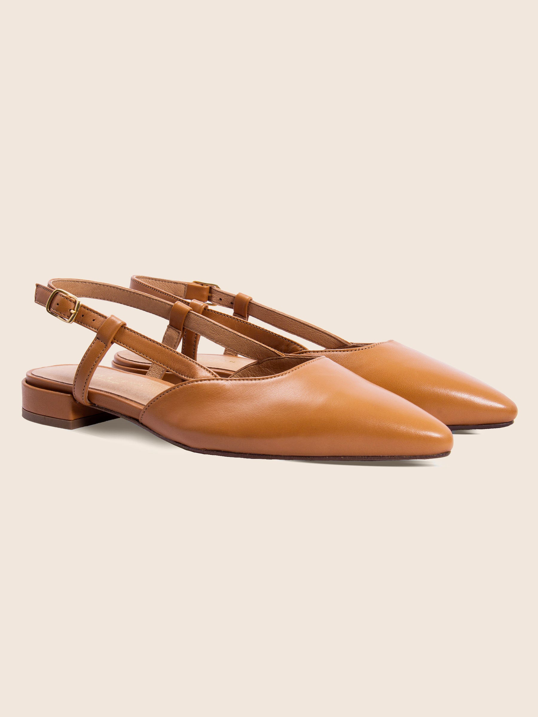 ballerines slingback cuir camel jules & jenn