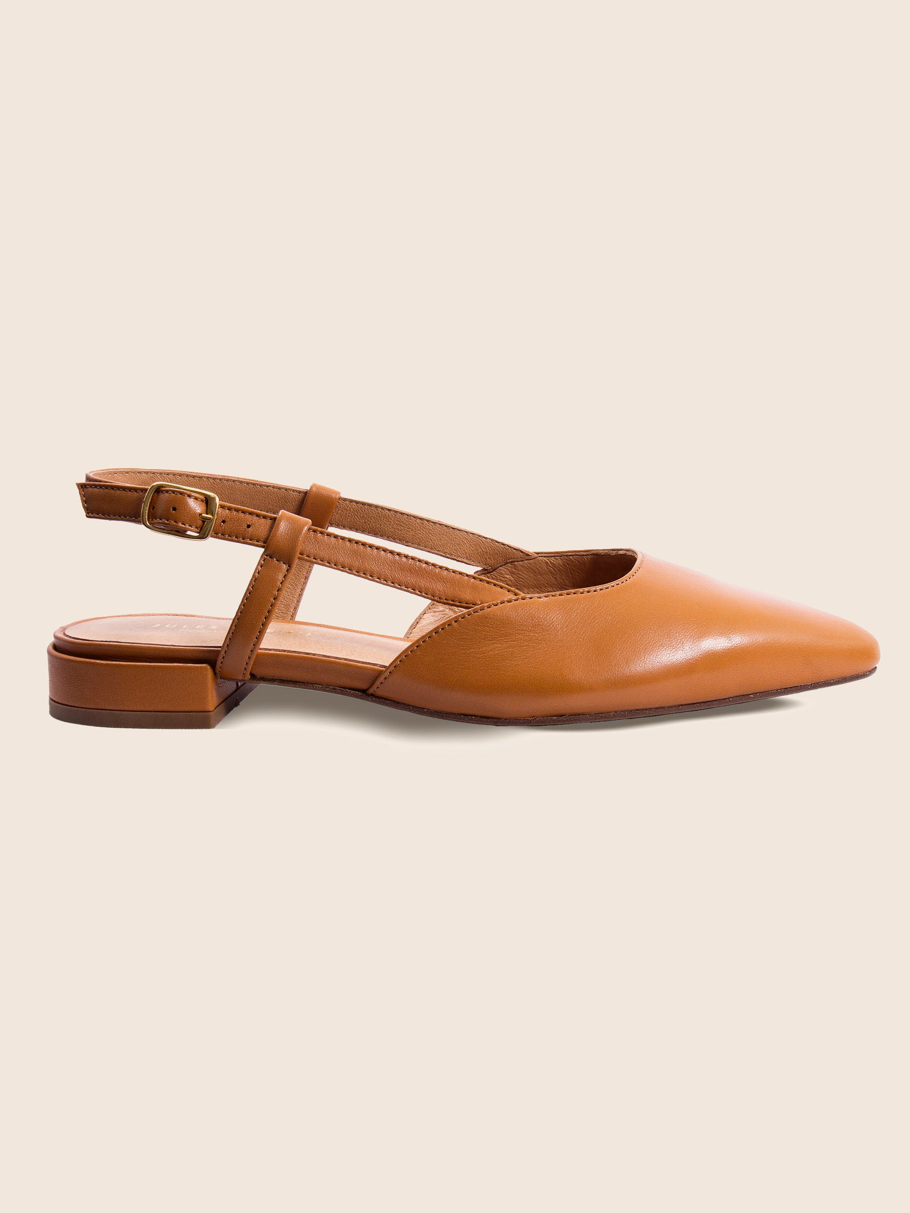 vue profil ballerines slingback cuir camel jules & jenn