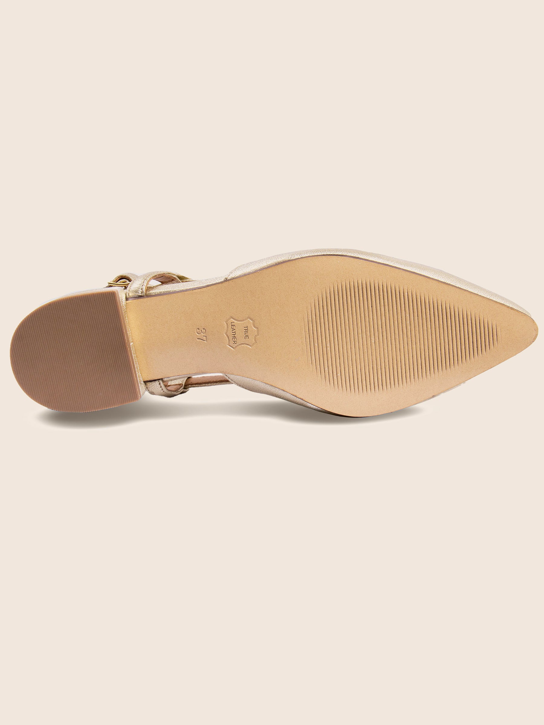 vue semelle ballerines slingback cuir metallise dore jules & jenn