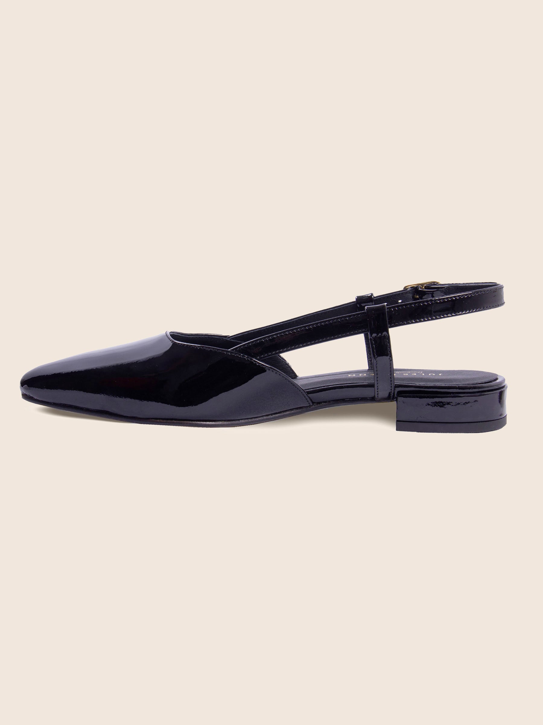 vue interieure ballerines slingback cuir vernis noir jules & jenn