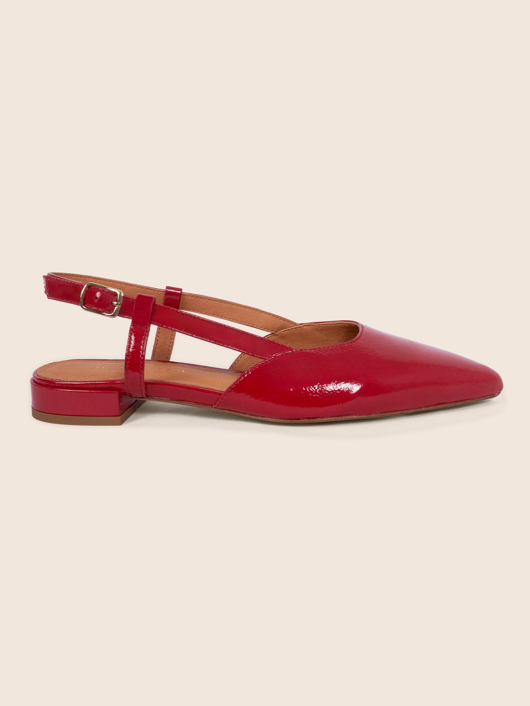 vue profil slingback cuir vernis rouge jules & jenn