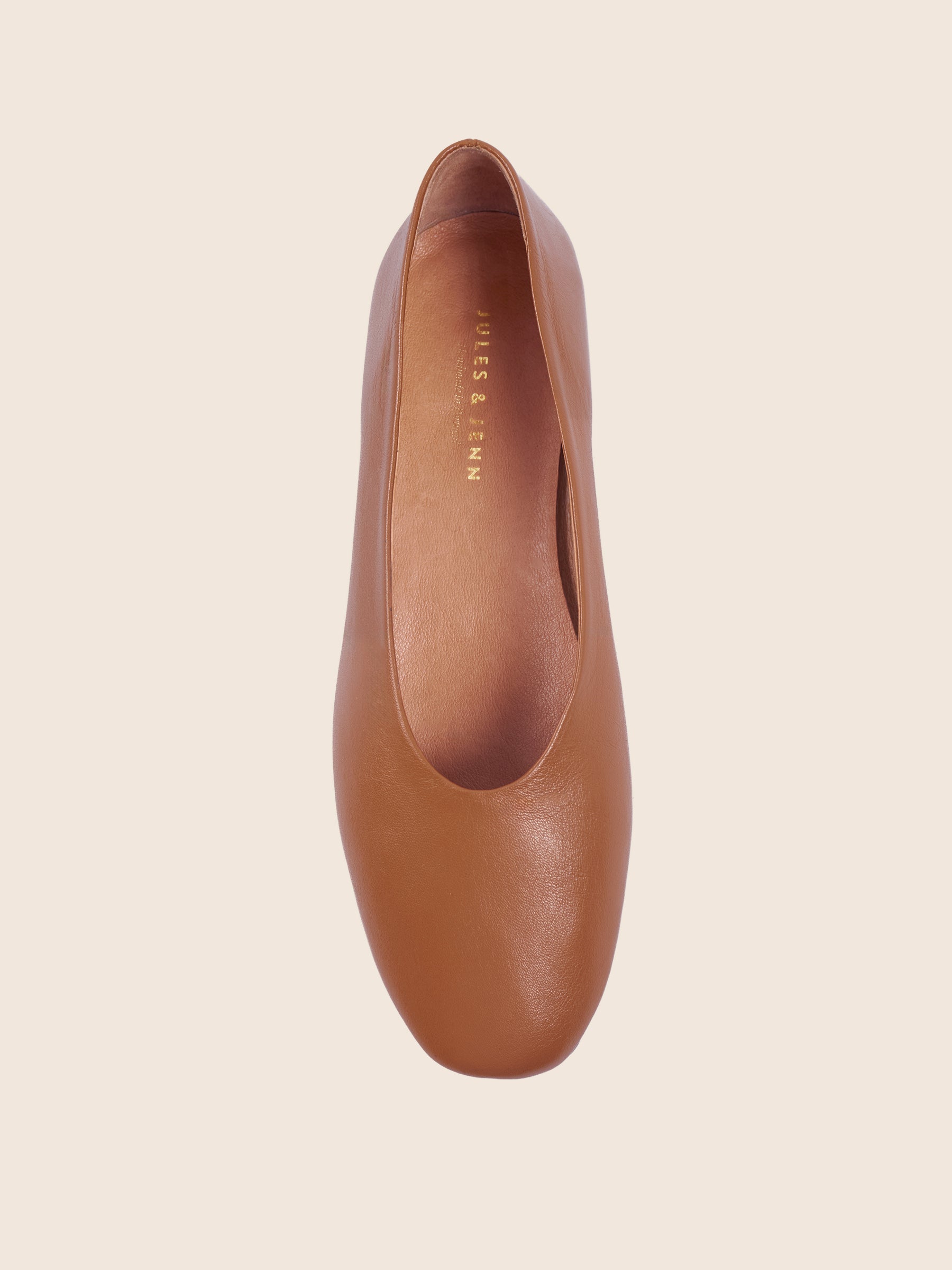vue dessus ballerines souples paola cuir camel jules & jenn