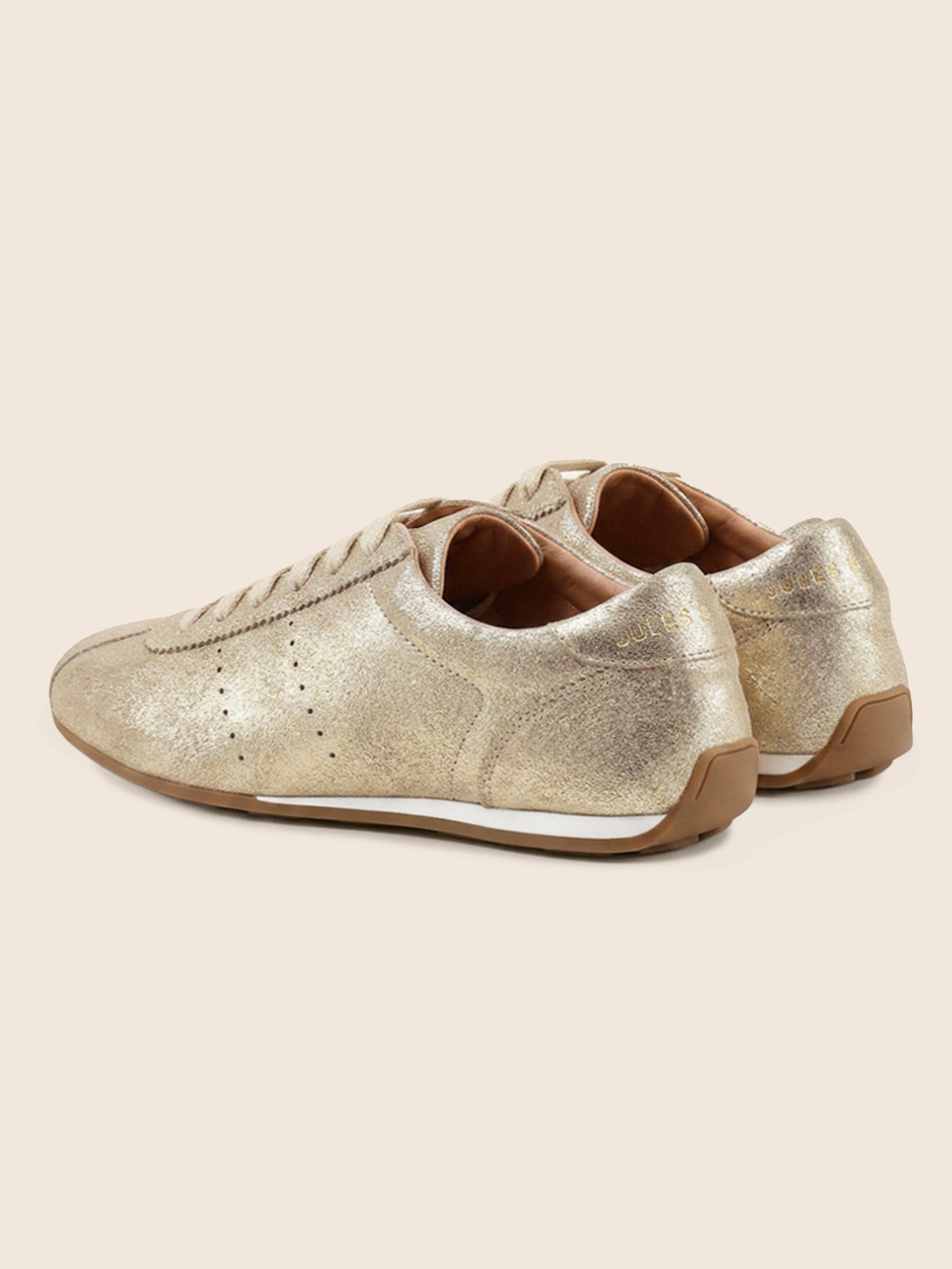 vue arriere baskets fines sofia cuir daim dore jules & jenn